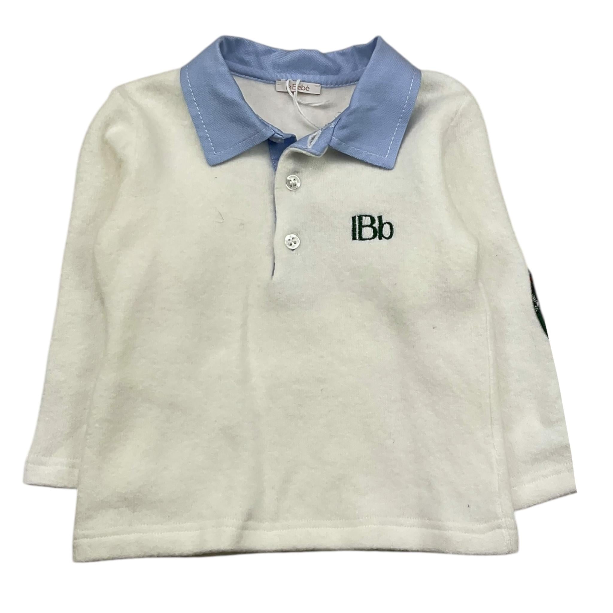 LE BEBE' polo manica lunga tinta unita con colletto in contrasto Bianco per Neonato LBB5179 BIANCO LE BEBE'