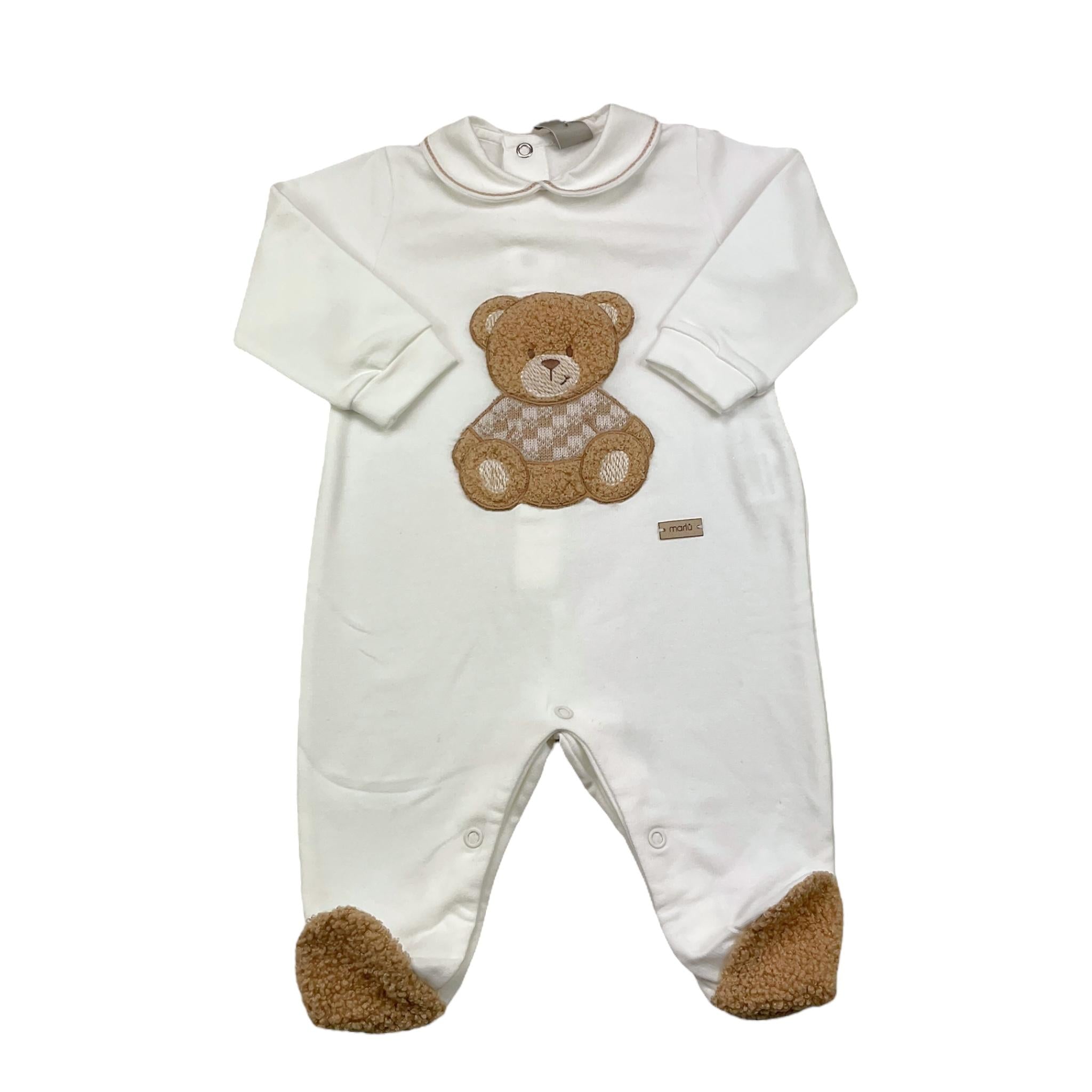 MARLU' tutina tinta unita con stampa Bianco per Neonato IB6114 BIANCO MARLU'