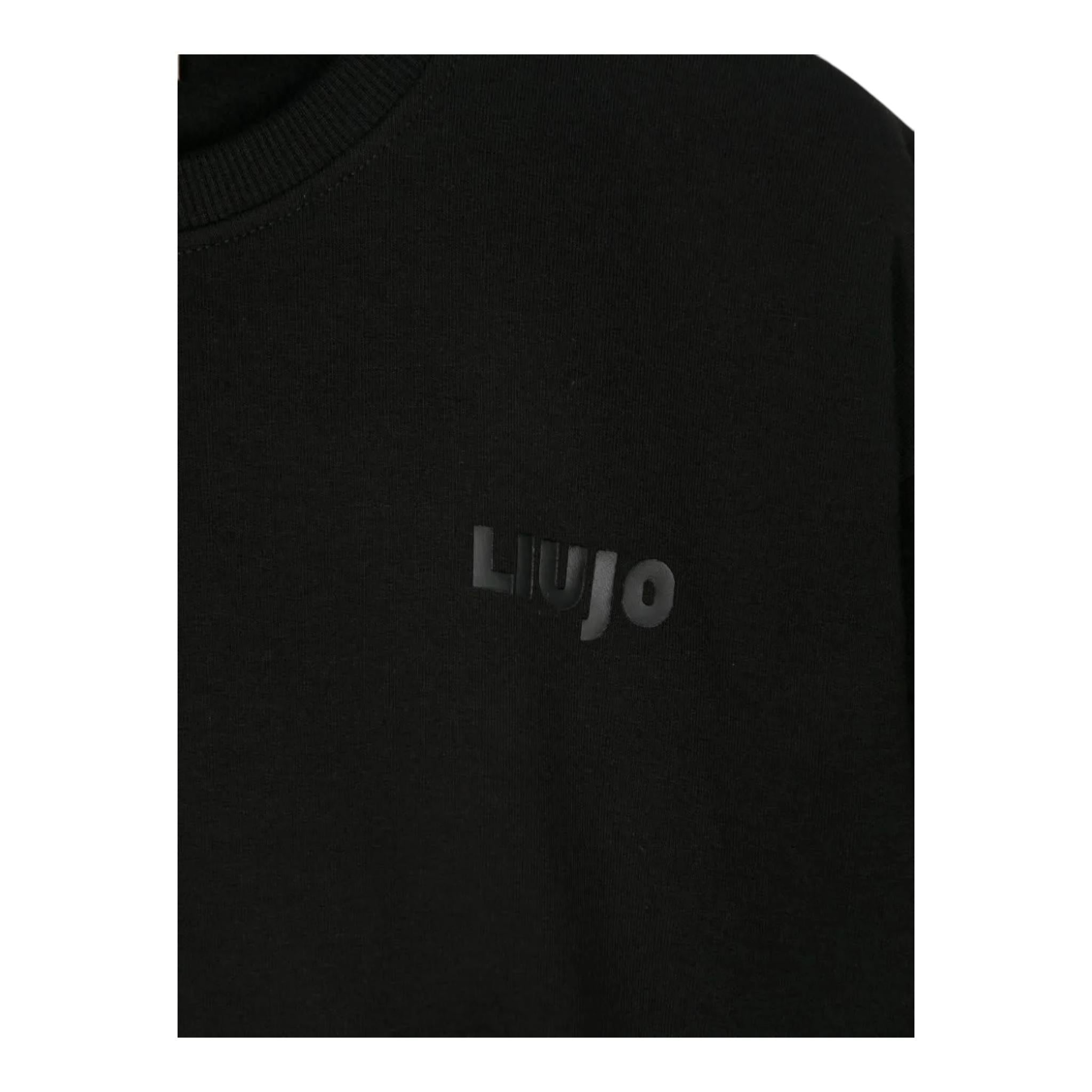 LIU JO felpa chiusa girocollo tinta unita con stampa Nero per Bambina GF4067 NERO LIU JO