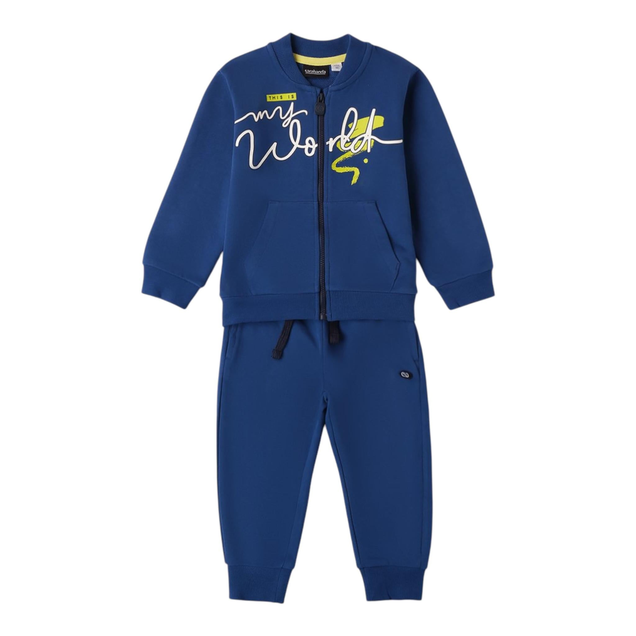 SARABANDA completo 2pz felpa con zip -pantalone Blu per Neonato A001 BLU SARABANDA
