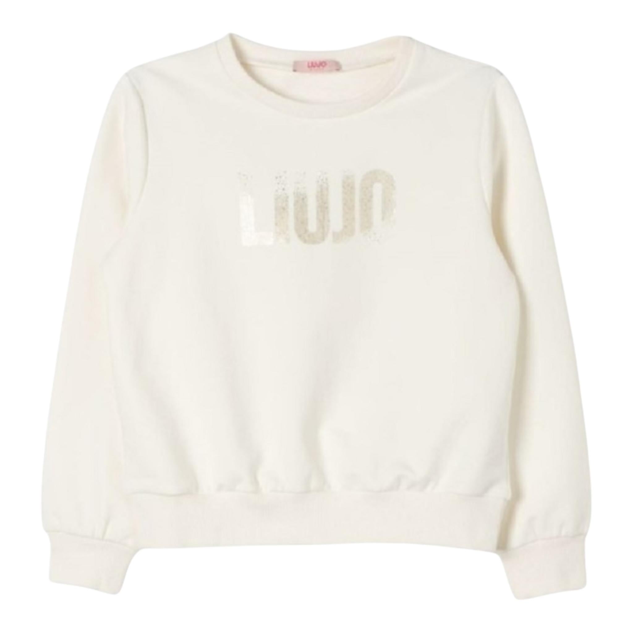 LIU JO felpa girocollo tinta unita con stampa Panna per Bambina GF4025 PANNA LIU JO