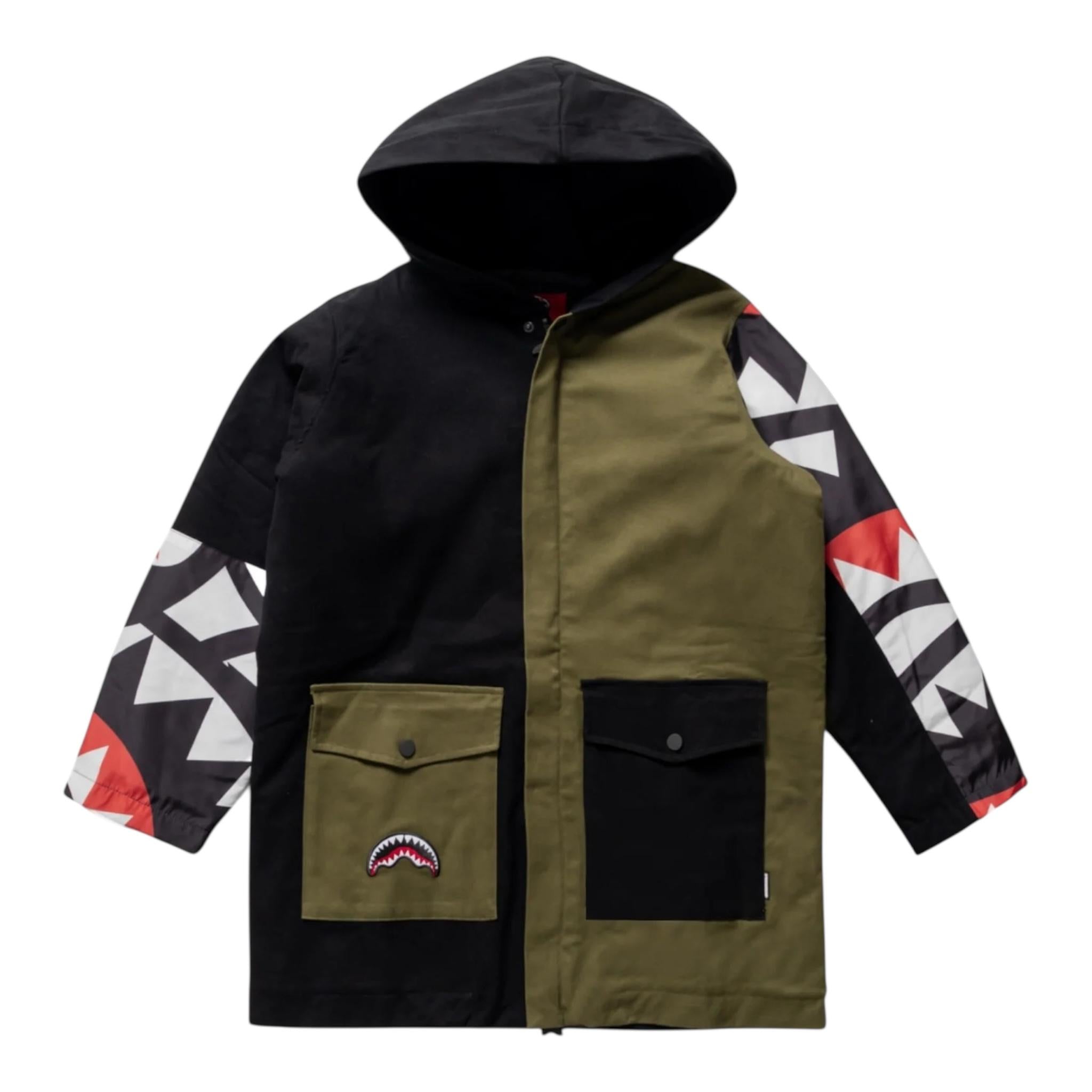 SPRAYGROUND giubbino bicolore con cappuccio e fantasia Nero/verde per Bambino SPY1200 NERO/VERDE SPRAYGROUND