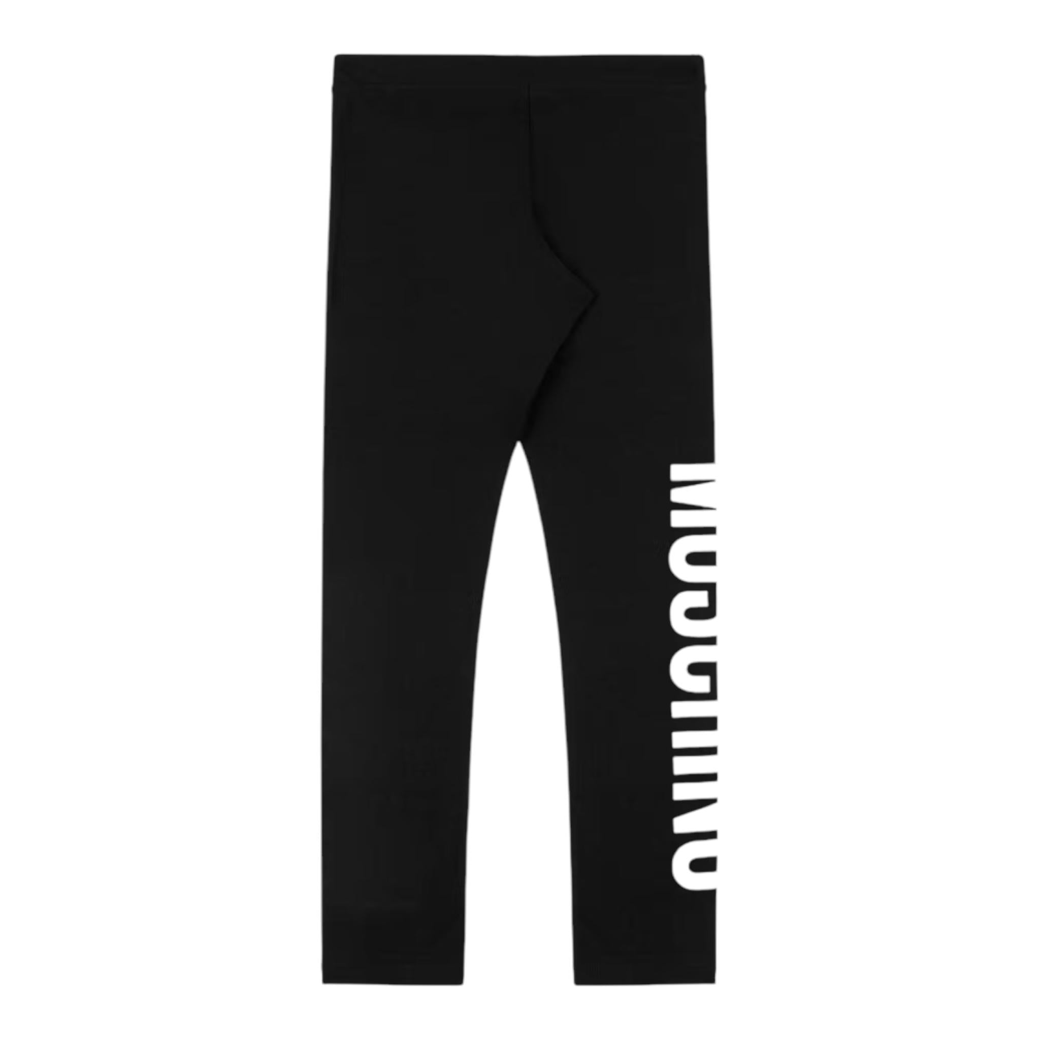 MOSCHINO leggins tinta unita con stampa logo Nero per Bambina HDP067 NERO MOSCHINO