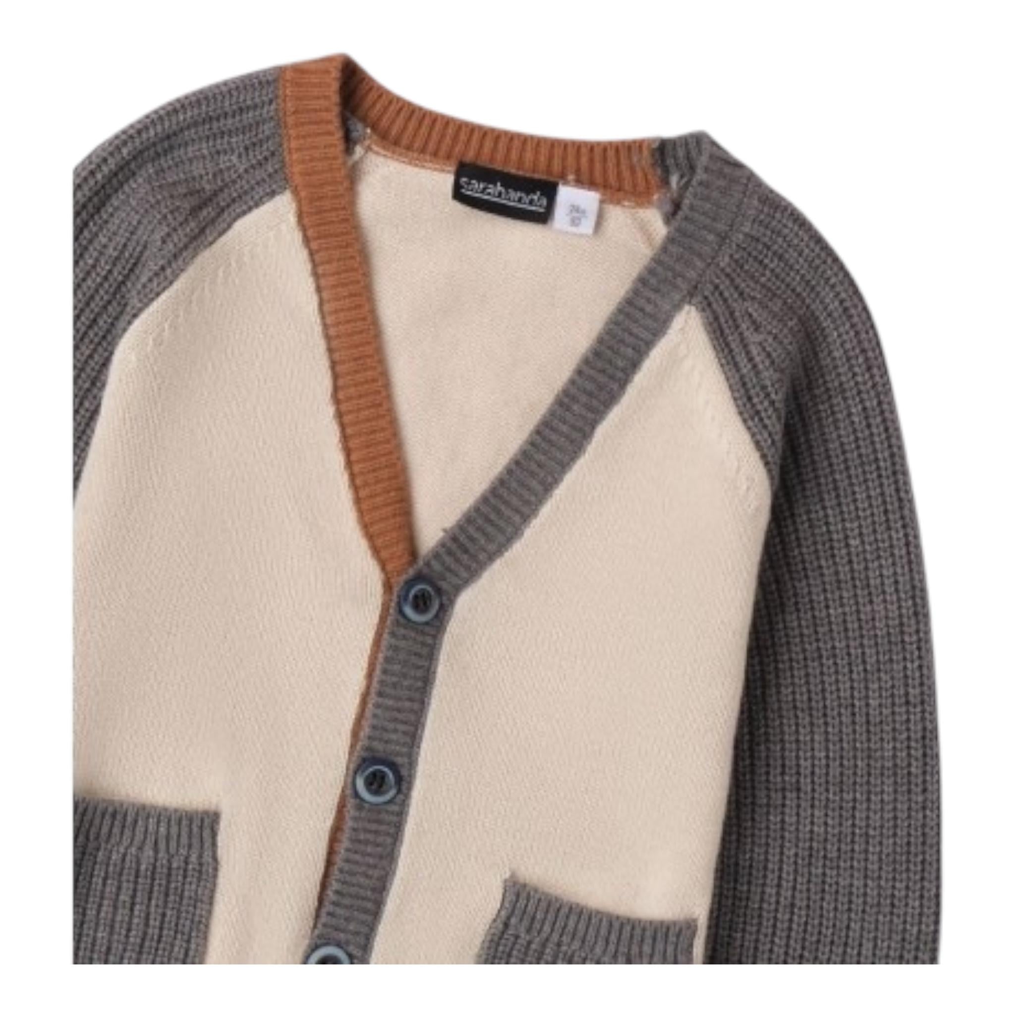 SARABANDA cardigan tinta unita con maniche in contrasto Beige per Bambino 0A108X BEIGE SARABANDA