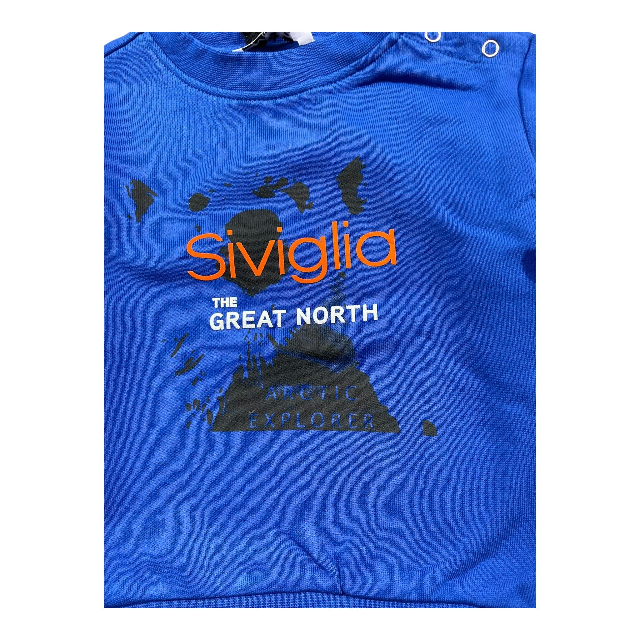 SIVIGLIA felpa girocollo tinta unita con stampa Blu per Neonato SVNST16134 BLU SIVIGLIA