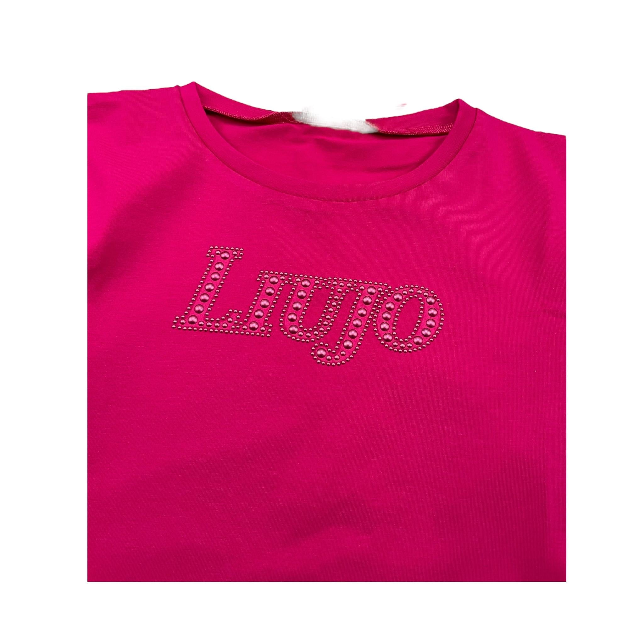 LIU JO shirt girocollo tinta unita con stampa Fuxia per Bambina GF4158X FUXIA LIU JO