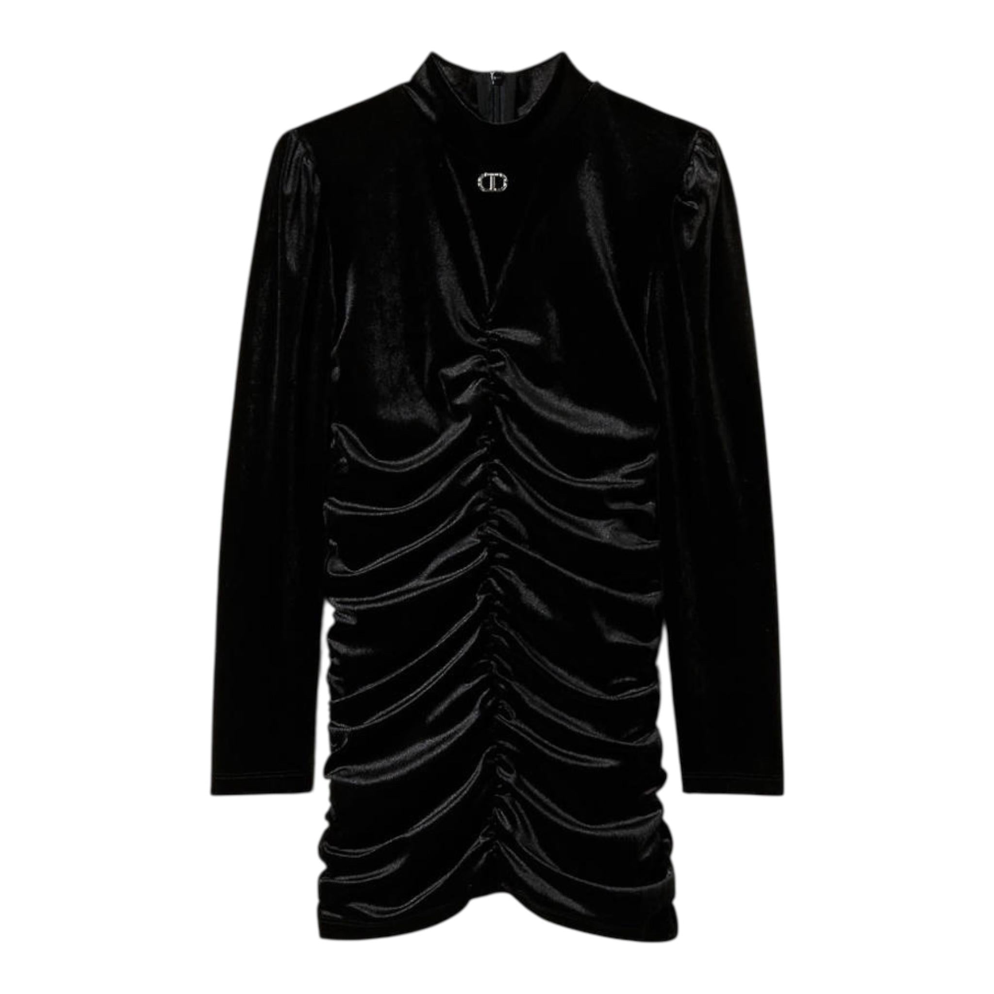 TWINSET abito tinta unita in velluto Nero per Bambina 242GJ2100 NERO TWINSET