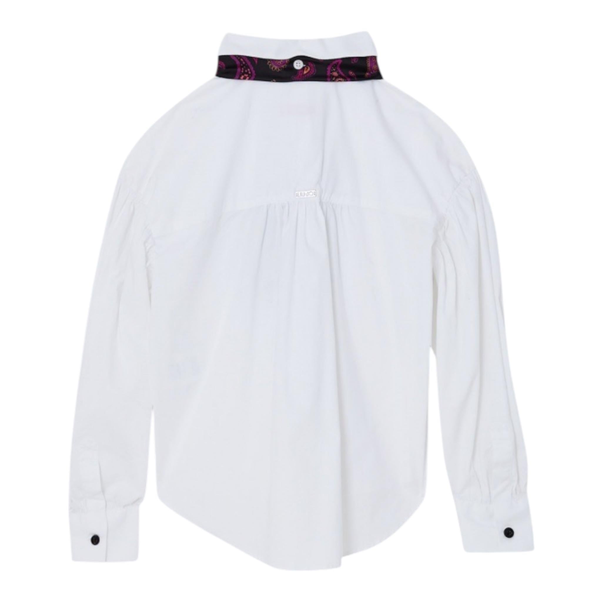 LIU JO camicia tinta unita con foulards Bianco per Bambina GF3028X BIANCO LIU JO