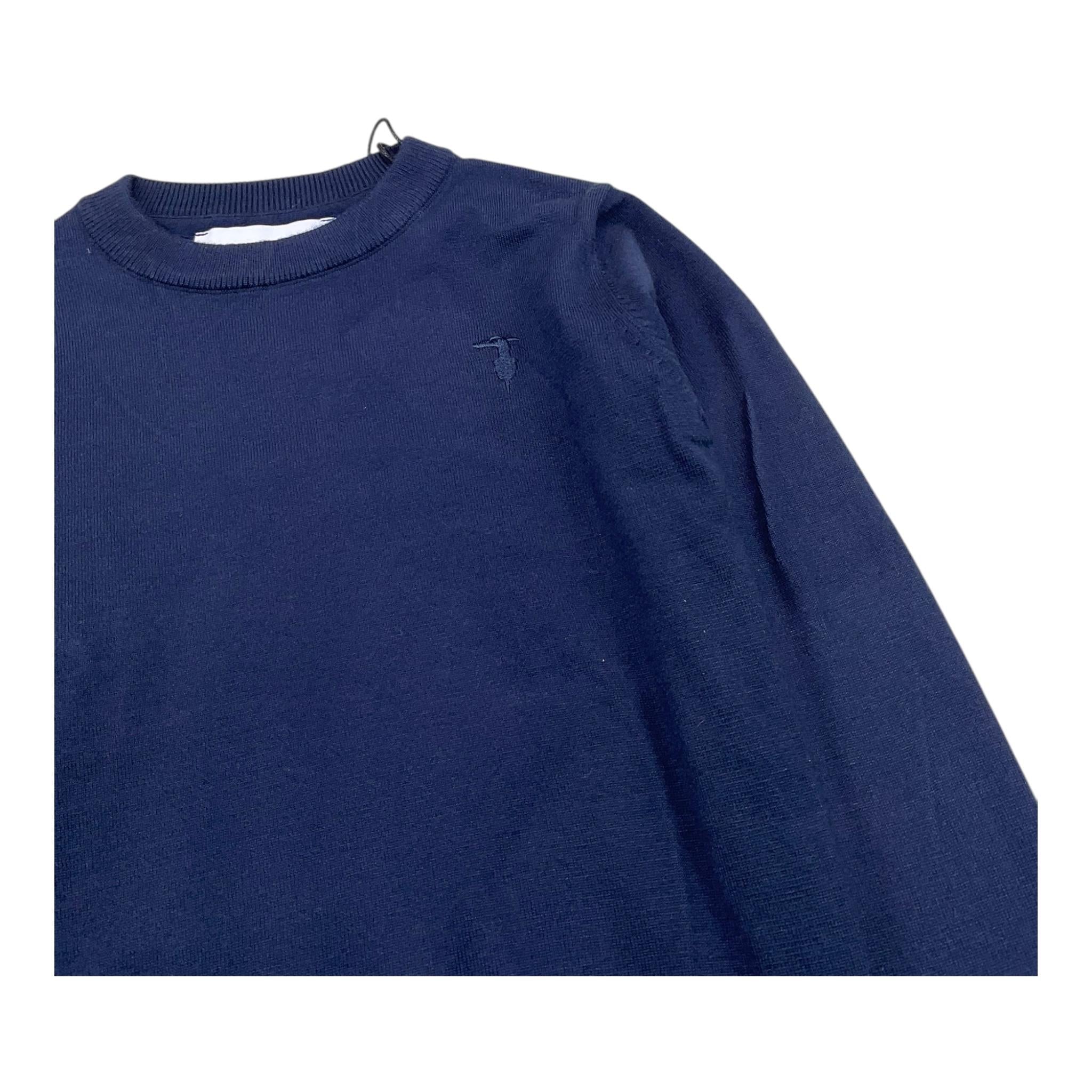 TRUSSARDI maglia girocollo tinta unita con logo Blu per Bambino TBA25011MA BLU TRUSSARDI