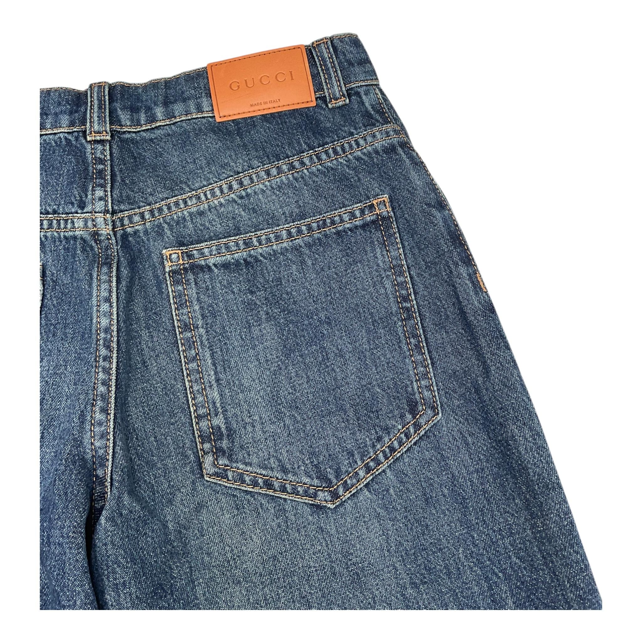 GUCCI jeans tinta unita con girovita regolabile Blu per Bambino 787179 BLU GUCCI