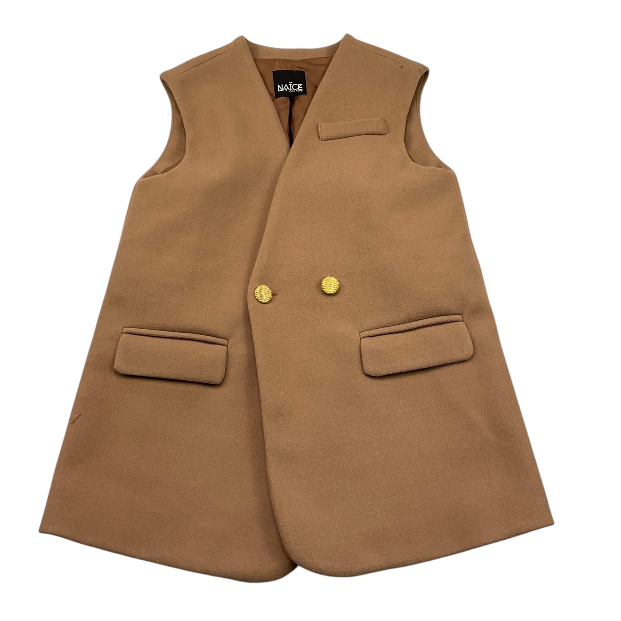 NAICE gilet tinta unita con bottoni in contrasto Beige per Bambina 231080 BEIGE NAICE