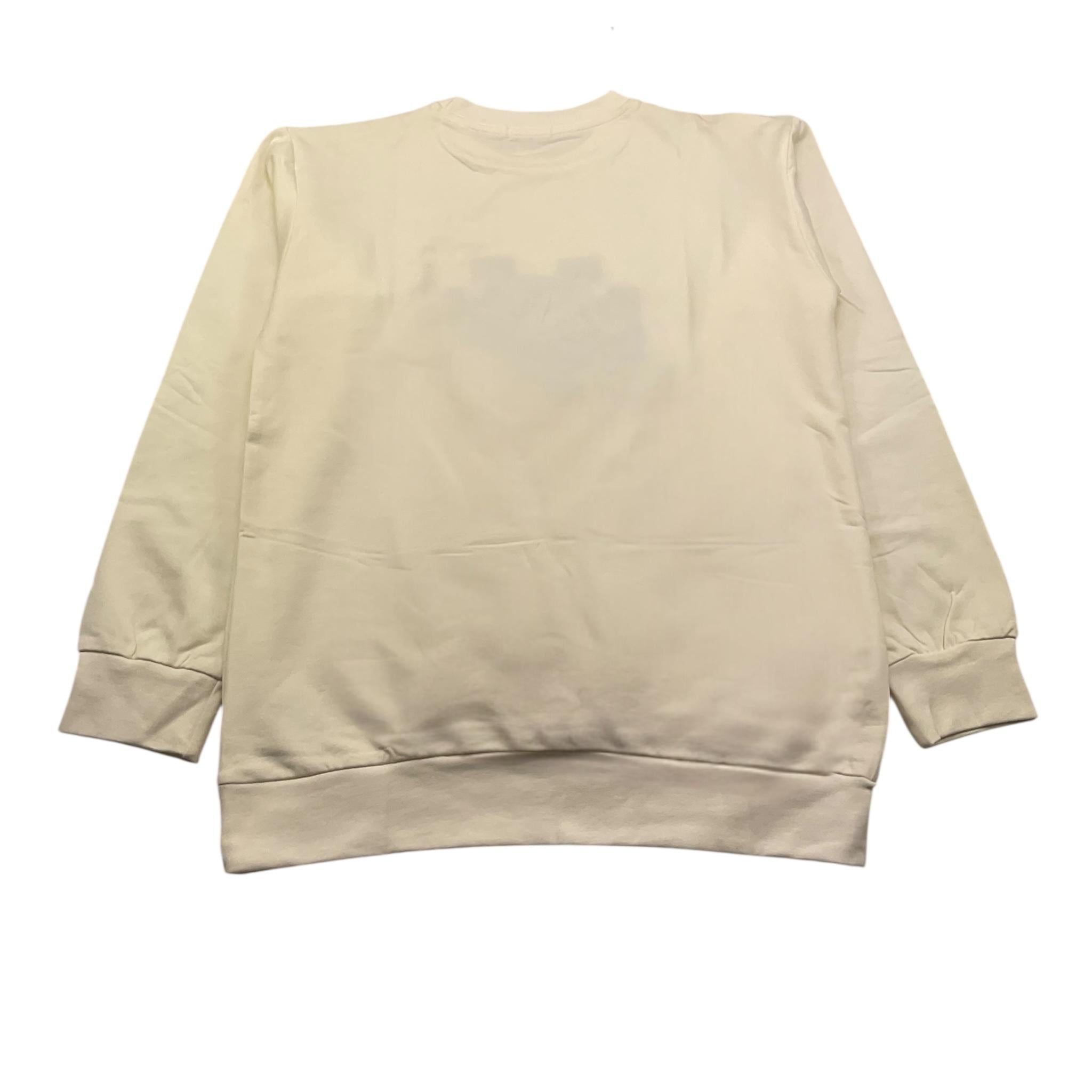 NEVER TOO felpa chiusa girocollo tinta unita con stampa in contrasto Panna per Bambino NT2076RXX PANNA NEVER TOO