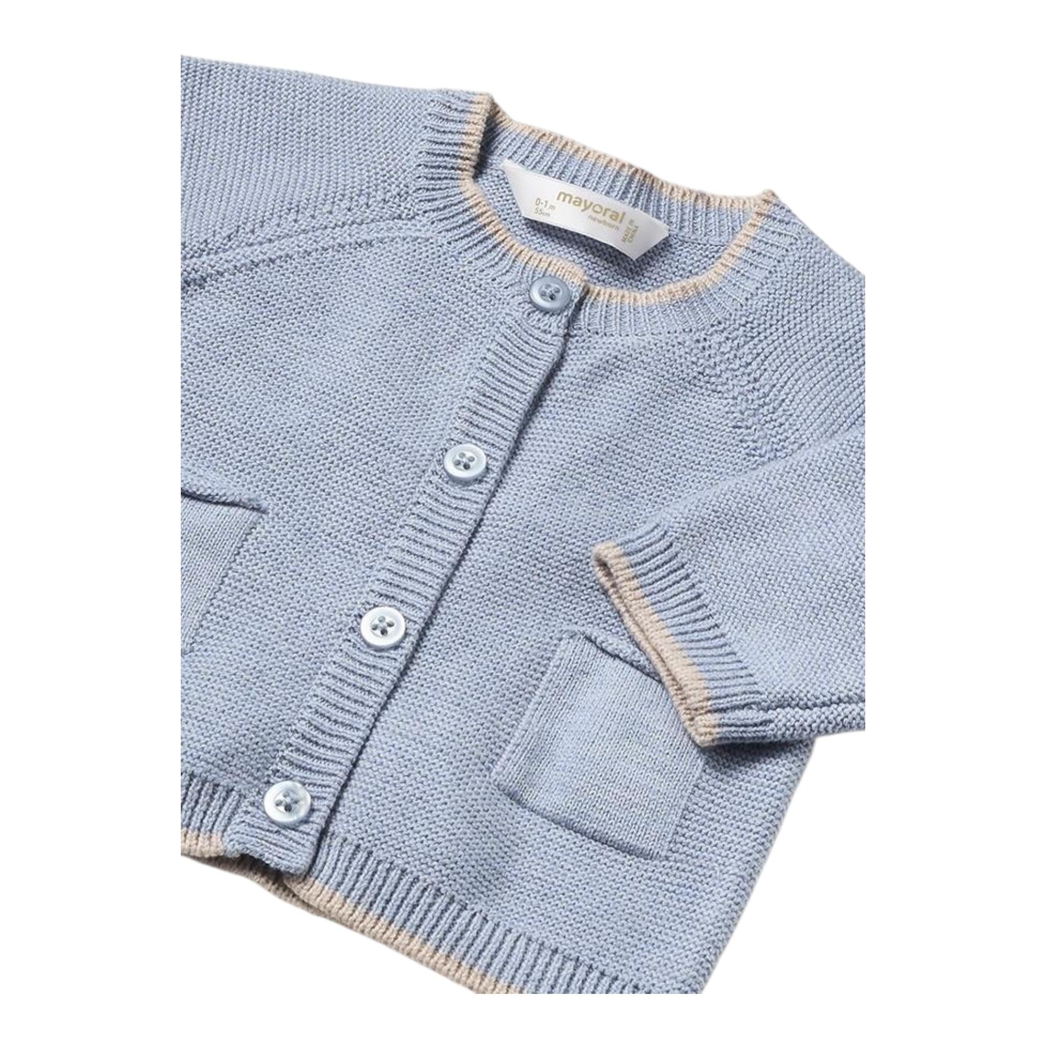 MAYORAL completo 3pz shirt-salopette-cardigan Azzurro per Neonato 26211 AZZURRO MAYORAL