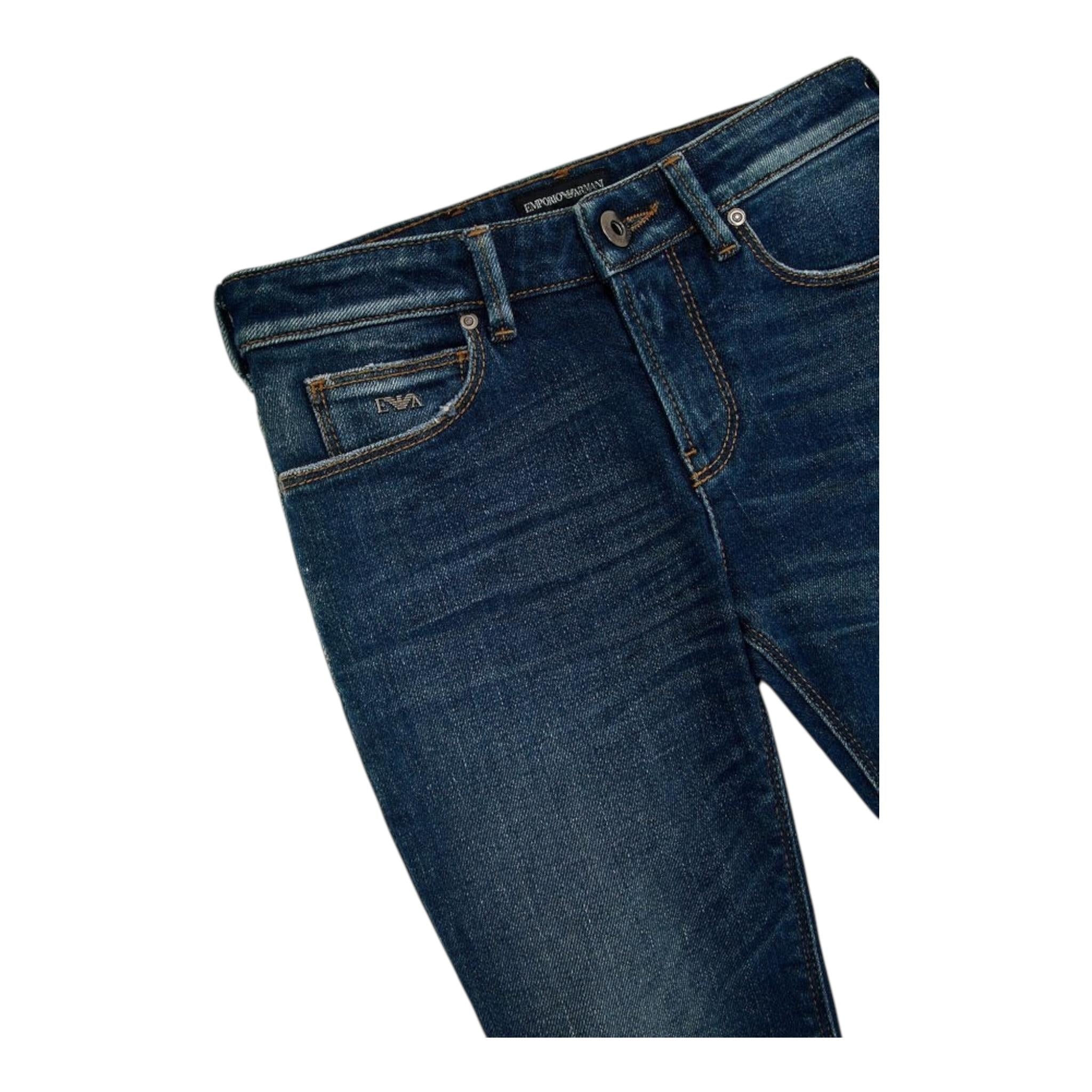 EMPORIO ARMANI jeans tinta unita con logo Blu per Bambino 8N4J45 BLU EMPORIO ARMANI