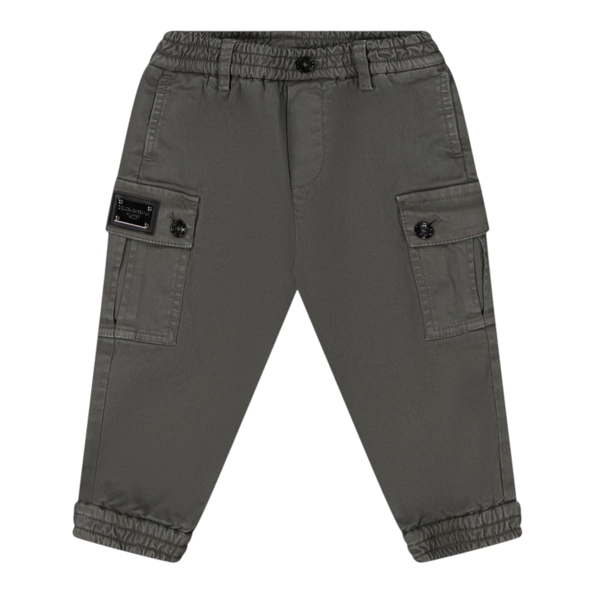 DOLCE & GABBANA pantalone tinta unita con tasconi Grigio per Neonato L14P66 GRIGIO DOLCE & GABBANA
