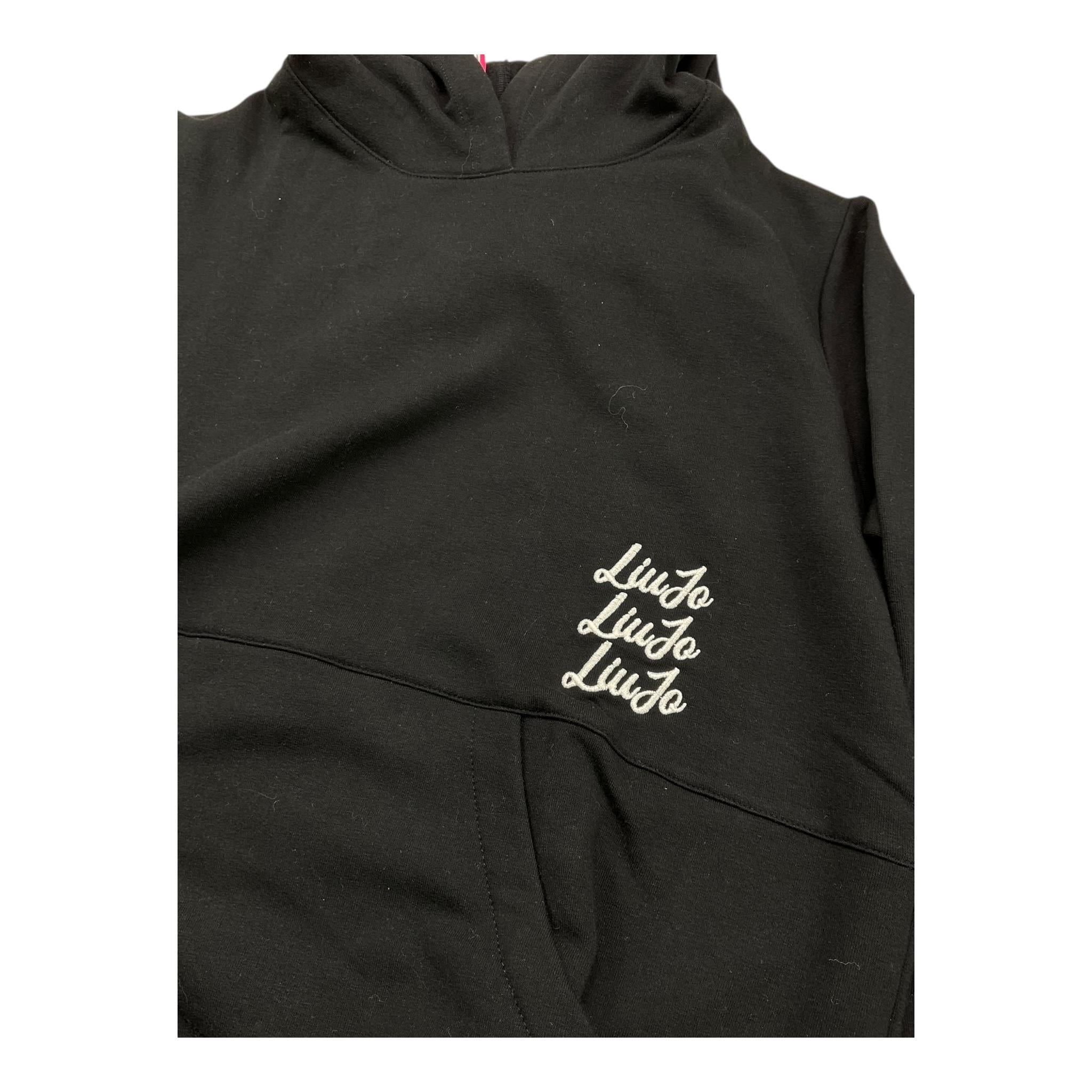 LIU JO felpa chiusa con cappuccio tinta unita con logo Nero per Bambina GF4052 NERO LIU JO