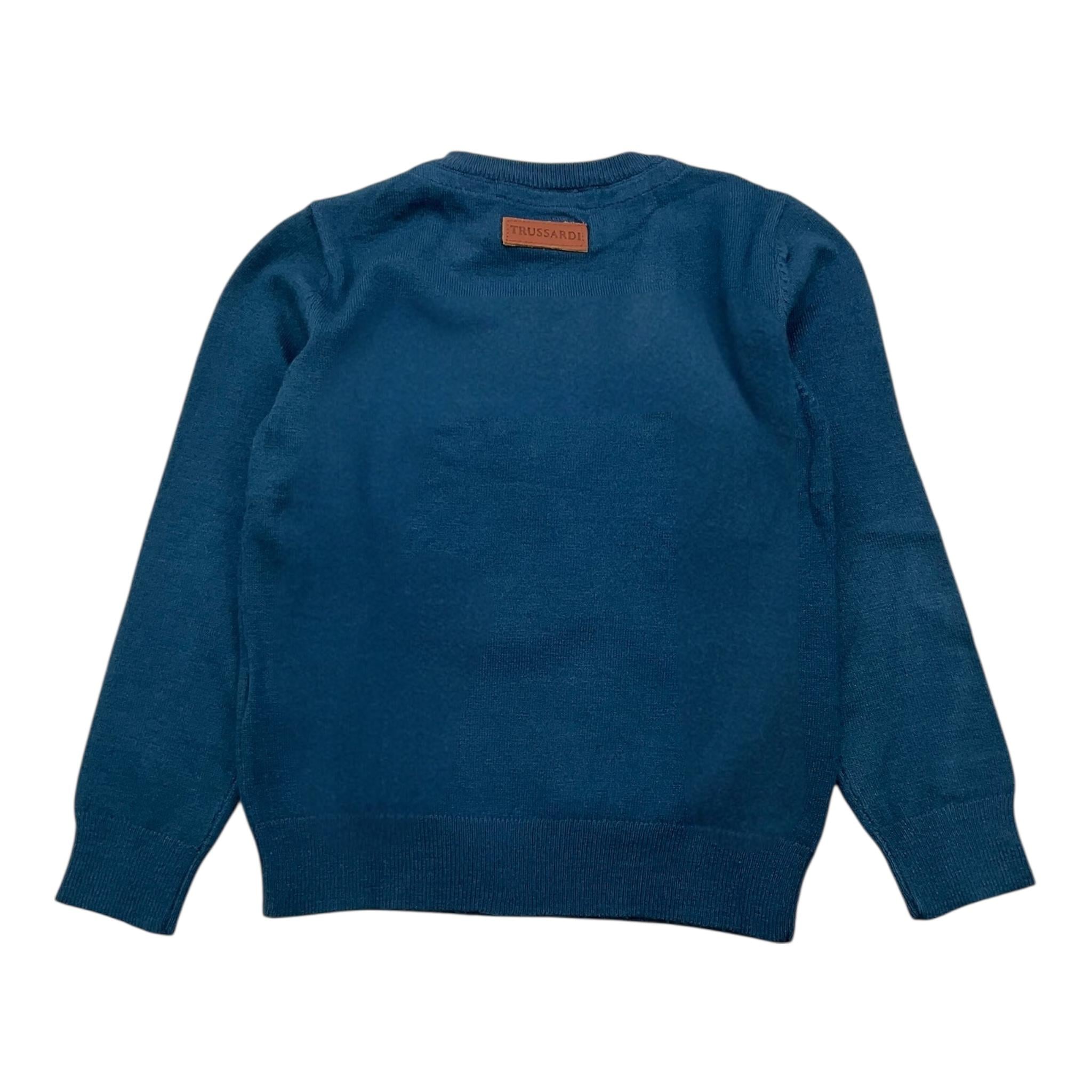 TRUSSARDI maglia girocollo tinta unita con stampa Blu per Bambino TIA24063MA BLU TRUSSARDI
