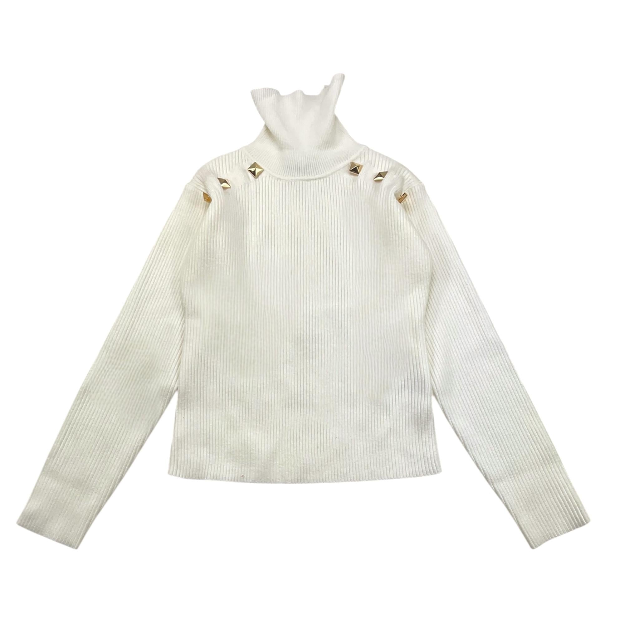 HATE LOVE maglia tinta unita collo alto a costine Bianco per Bambina OJSW00327 BIANCO HATE LOVE