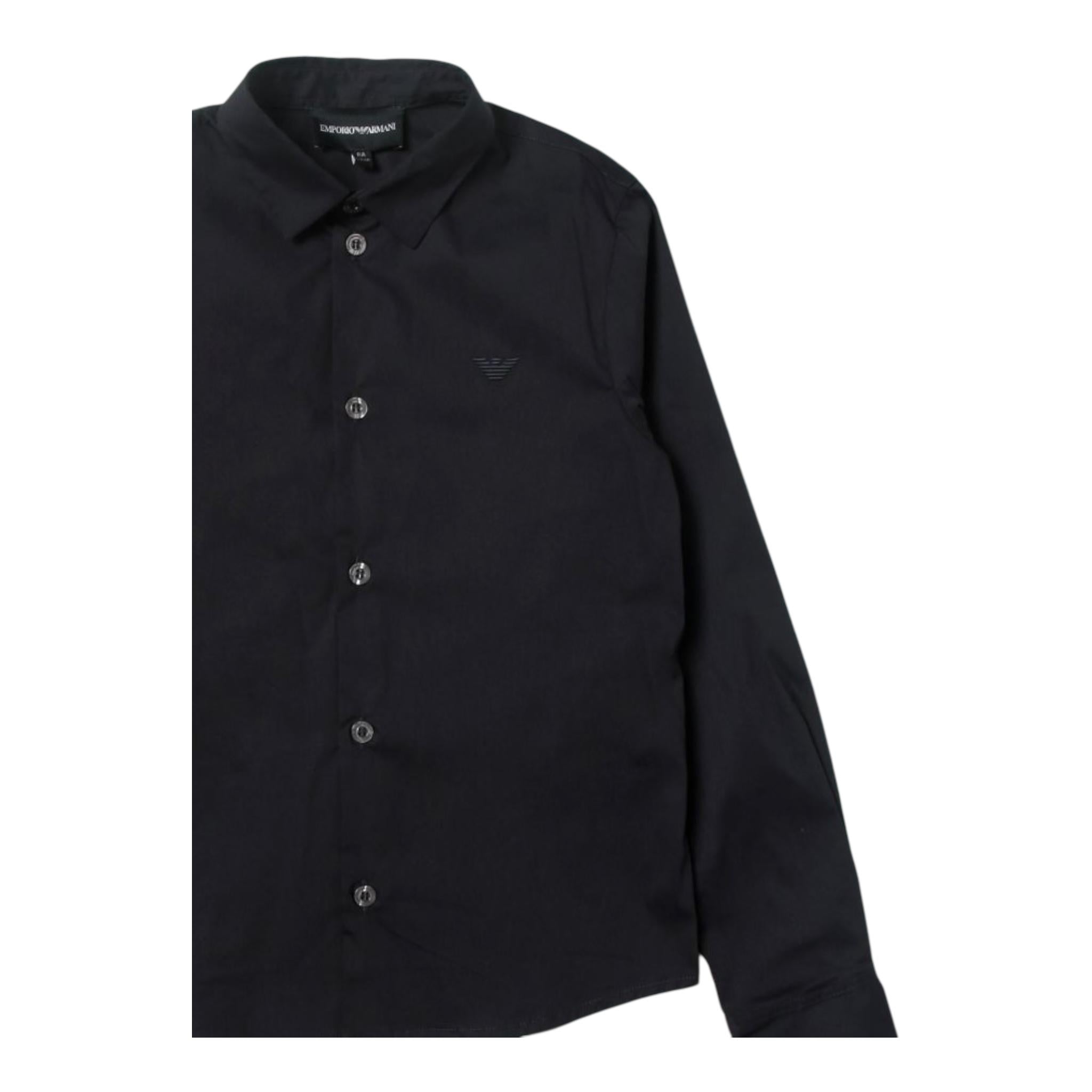 EMPORIO ARMANI camicia tinta unita con logo Blu per Bambino 8N4C09 BLU EMPORIO ARMANI