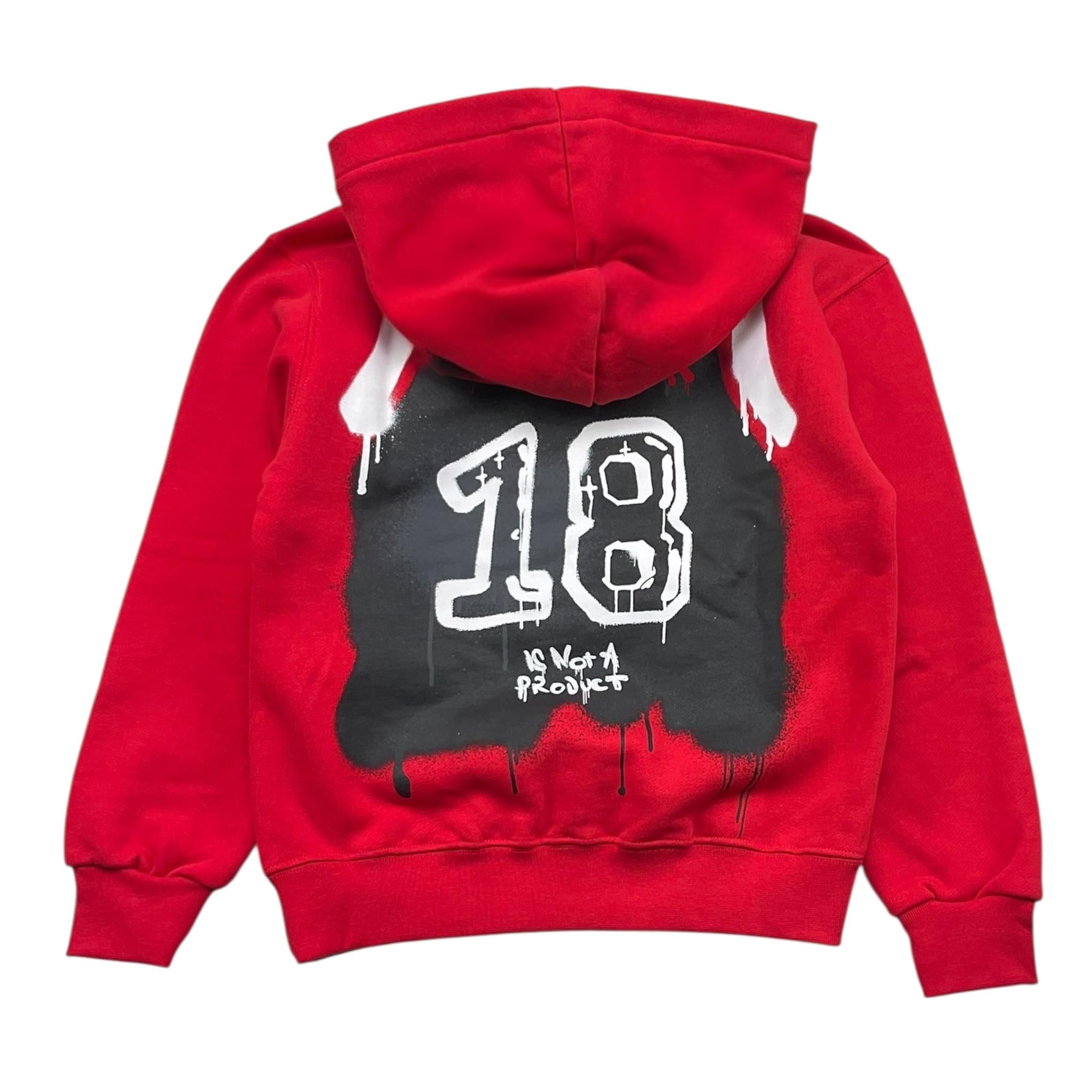 DISCLAIMER felpa tinta unita con cappuccio e stampa Rosso per Bambino 24IDK58236 ROSSO DISCLAIMER