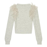 TWINSET maglia girocollo tinta unita con tulle Grigio per Bambina 242GJ3080X GRIGIO TWINSET