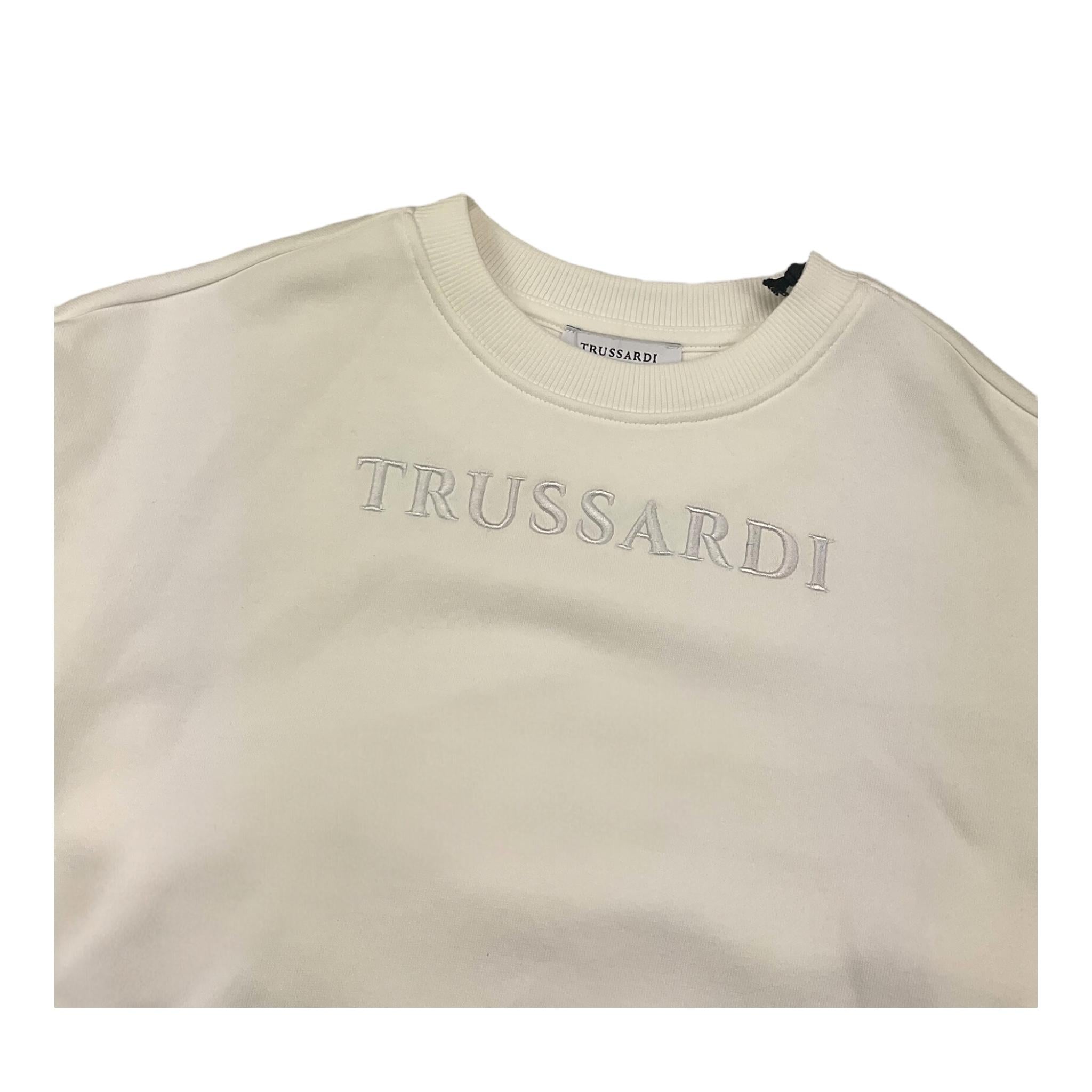 TRUSSARDI felpa chiusa girocollo tinta unita cn logo Panna per Bambina TGA25021FE PANNA TRUSSARDI