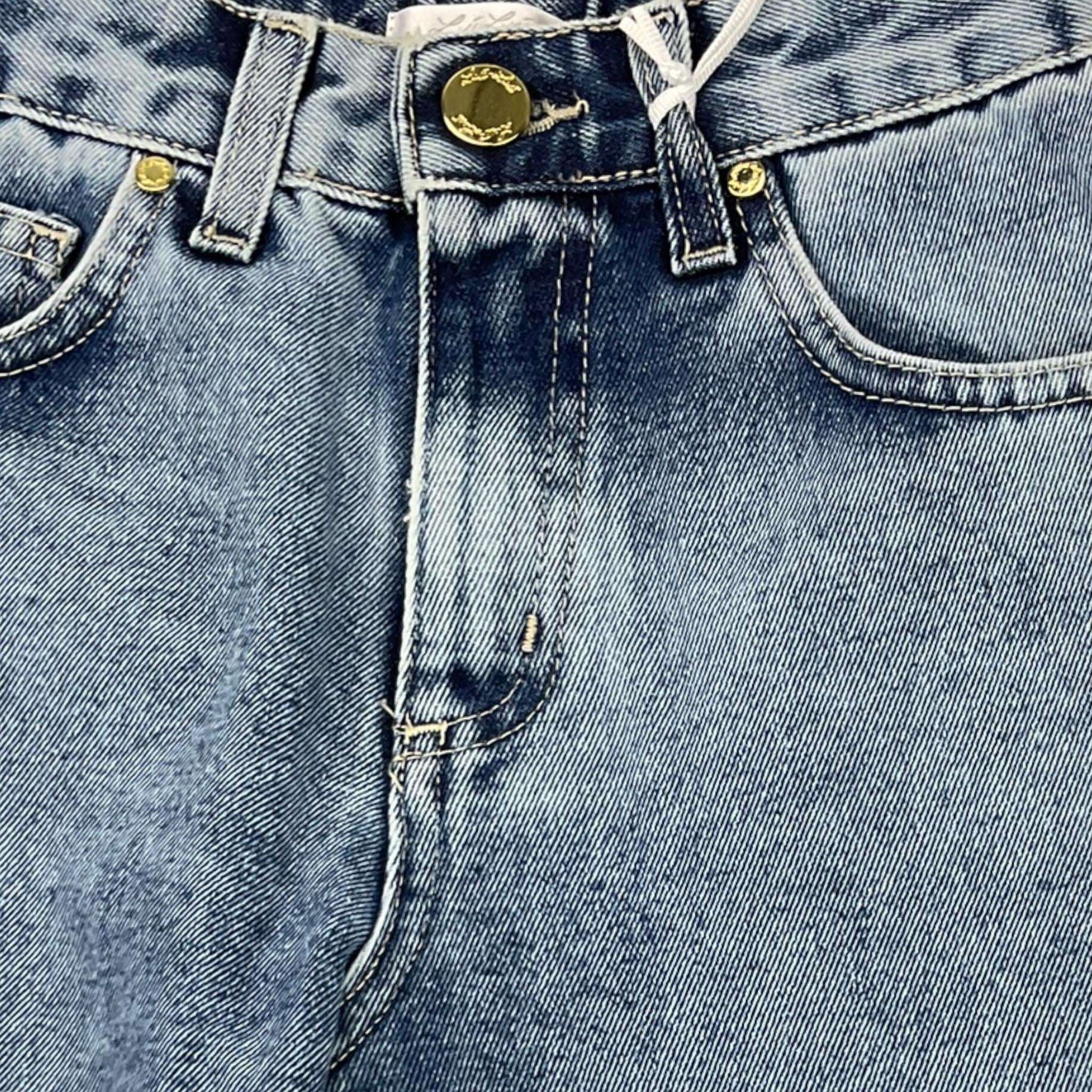 LU LU BY MISS GRANT jeans tinta unita modello a palazzo Azzurro per Bambina LL3118 AZZURRO LU LU BY MISS GRANT