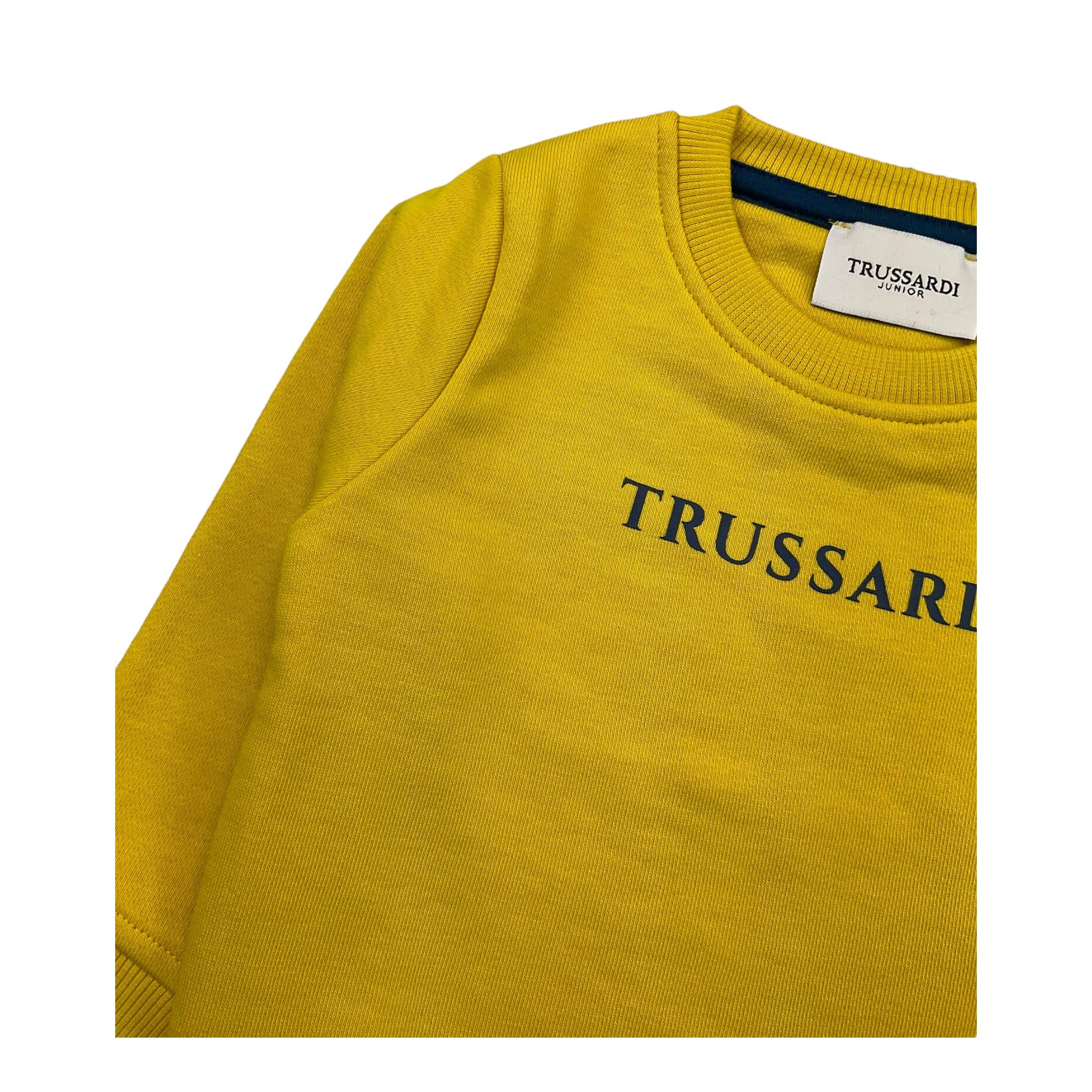 TRUSSARDI felpa chiusa girocollo tinta unita con stampa in contrasto Giallo per Bambino TIA24086FE GIALLO TRUSSARDI