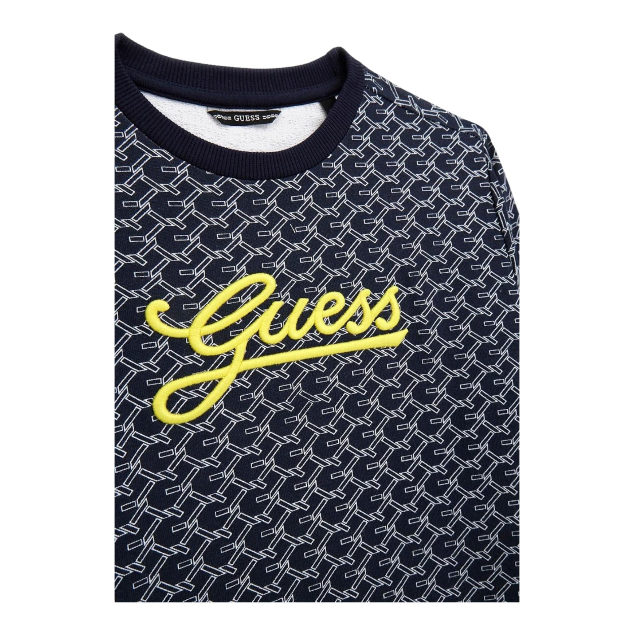 GUESS felpa chiusa girocollo tinta unita con stampe Blu per Bambino N4YQ22KA6R3 BLU GUESS