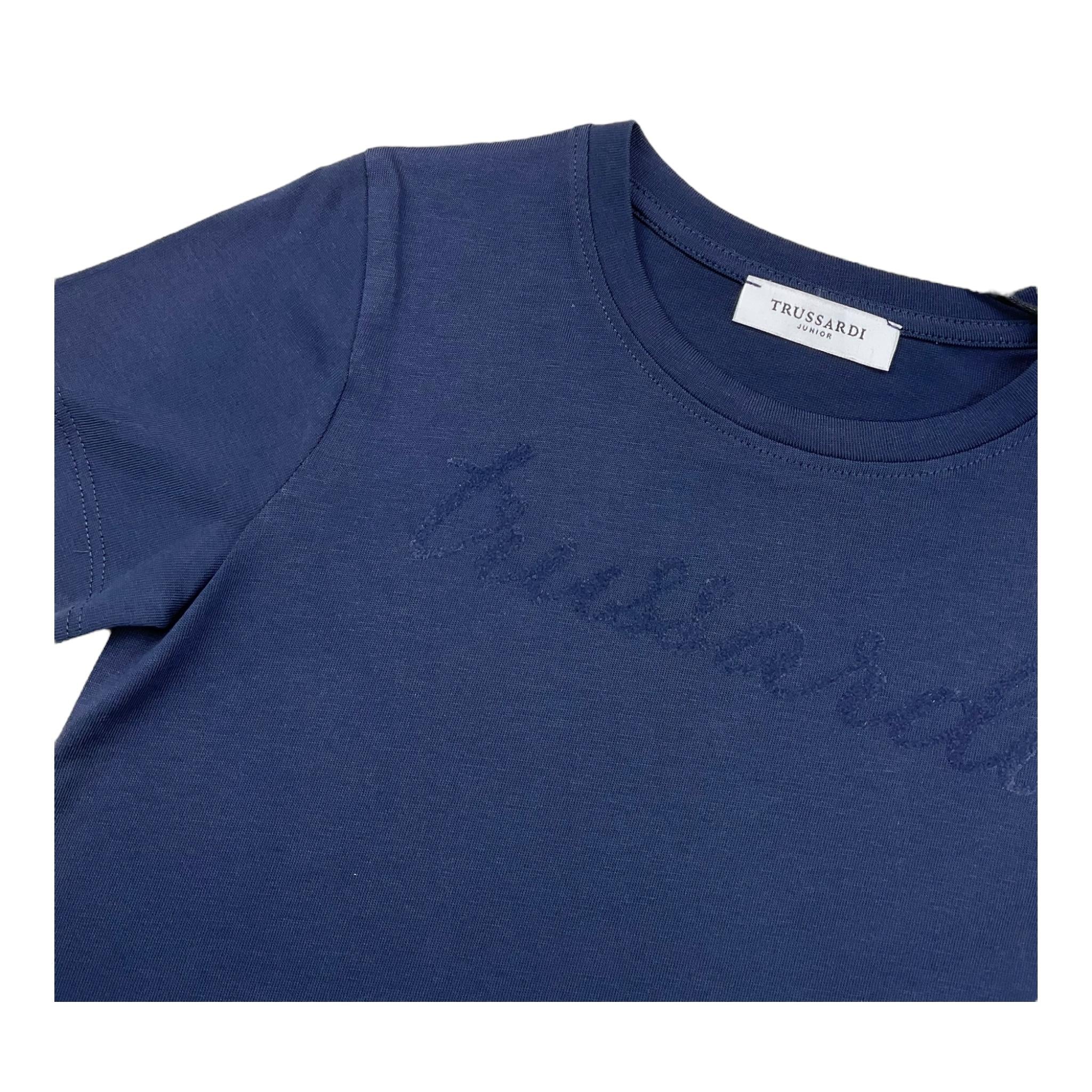 TRUSSARDI t-shirt girocollo tinta unita con logo Blu per Bambino TGA25002TS BLU TRUSSARDI