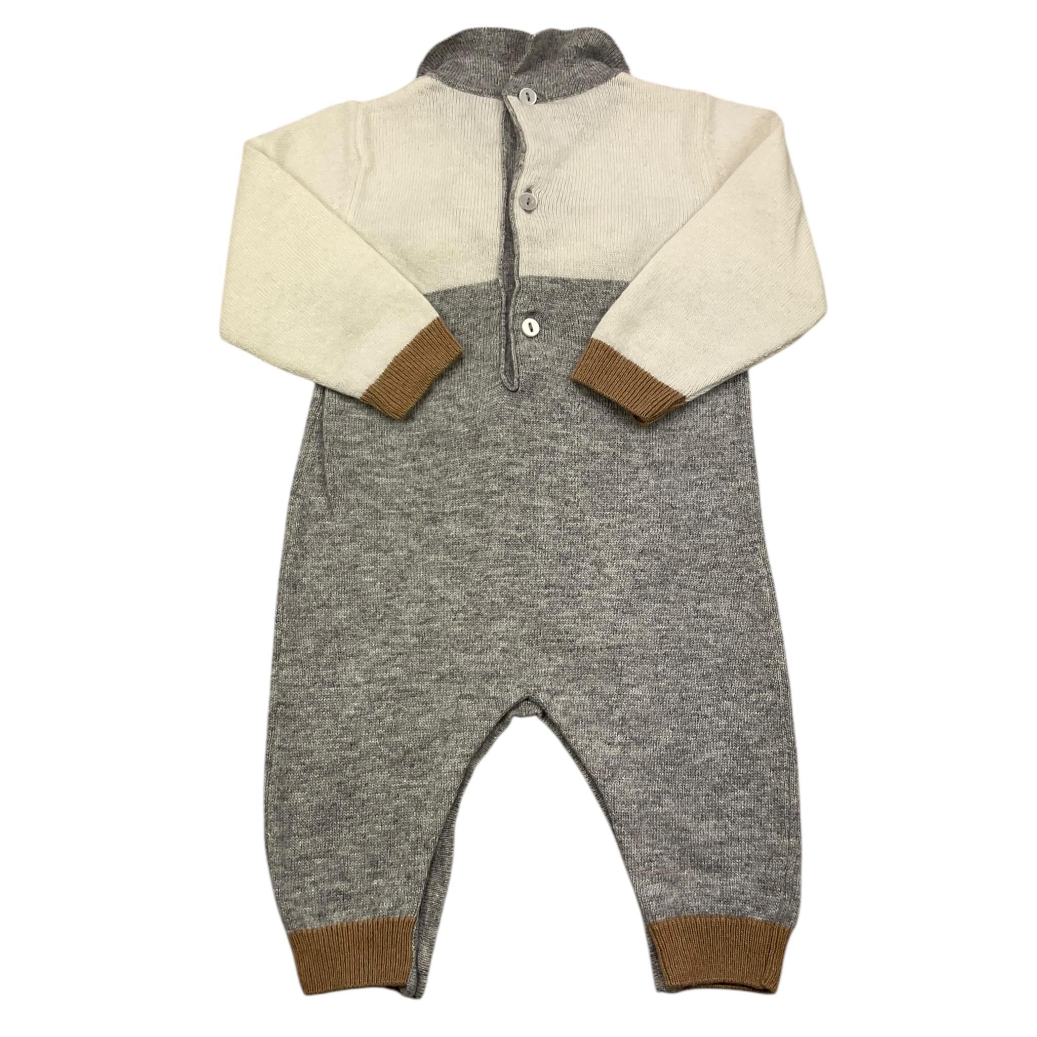 LE BEBE' tutina manica lunga bicolore con orso Panna/grigio per Neonato LBG5424 PANNA/GRIGIO LE BEBE'