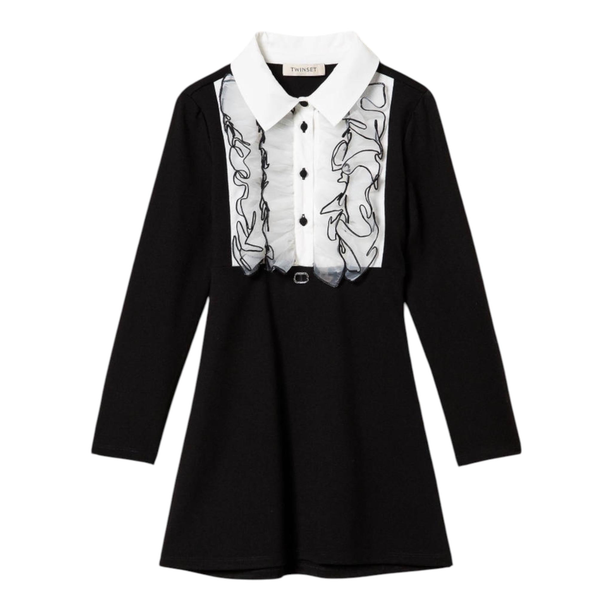 TWINSET abito bicolore con finta camicia Bianco/nero per Bambina 242GJ2040 BIANCO/NERO TWINSET