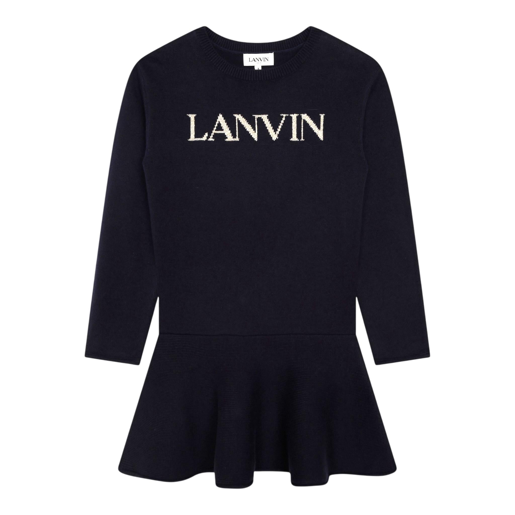 LANVIN abito tinta unita con stampa Blu per Bambina N12081 BLU LANVIN