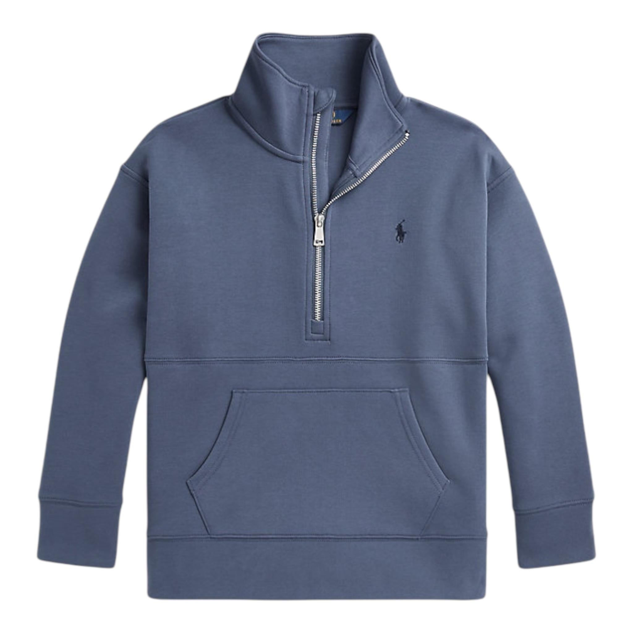 RALPH LAUREN felpa con zip e collo alto tinta unita Blu per Bambino 313951059001 BLU RALPH LAUREN
