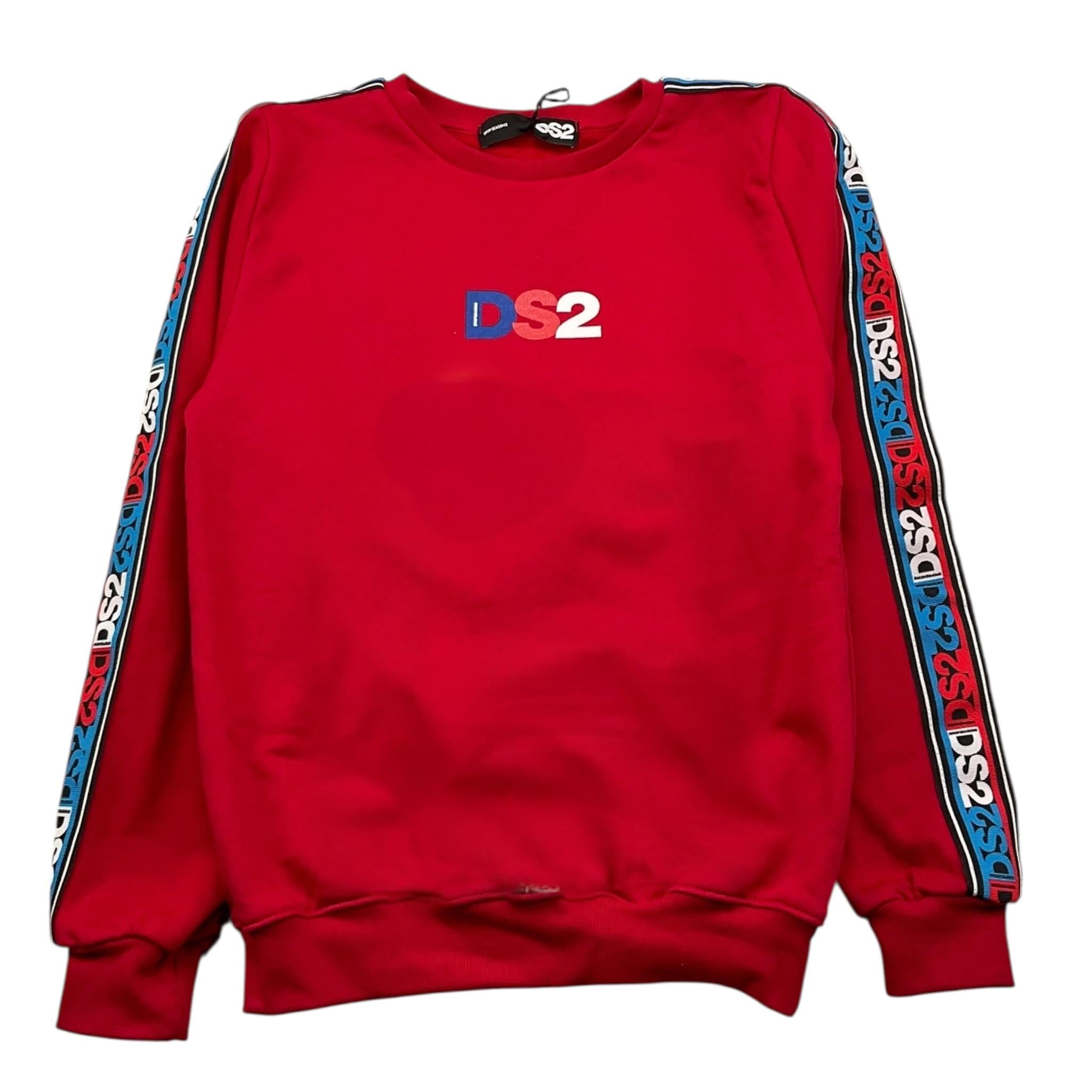 DROPSEASON2 felpa chiusa girocollo tinta unita con profii logati Rosso per Bambino FW242K43 ROSSO DROPSEASON2