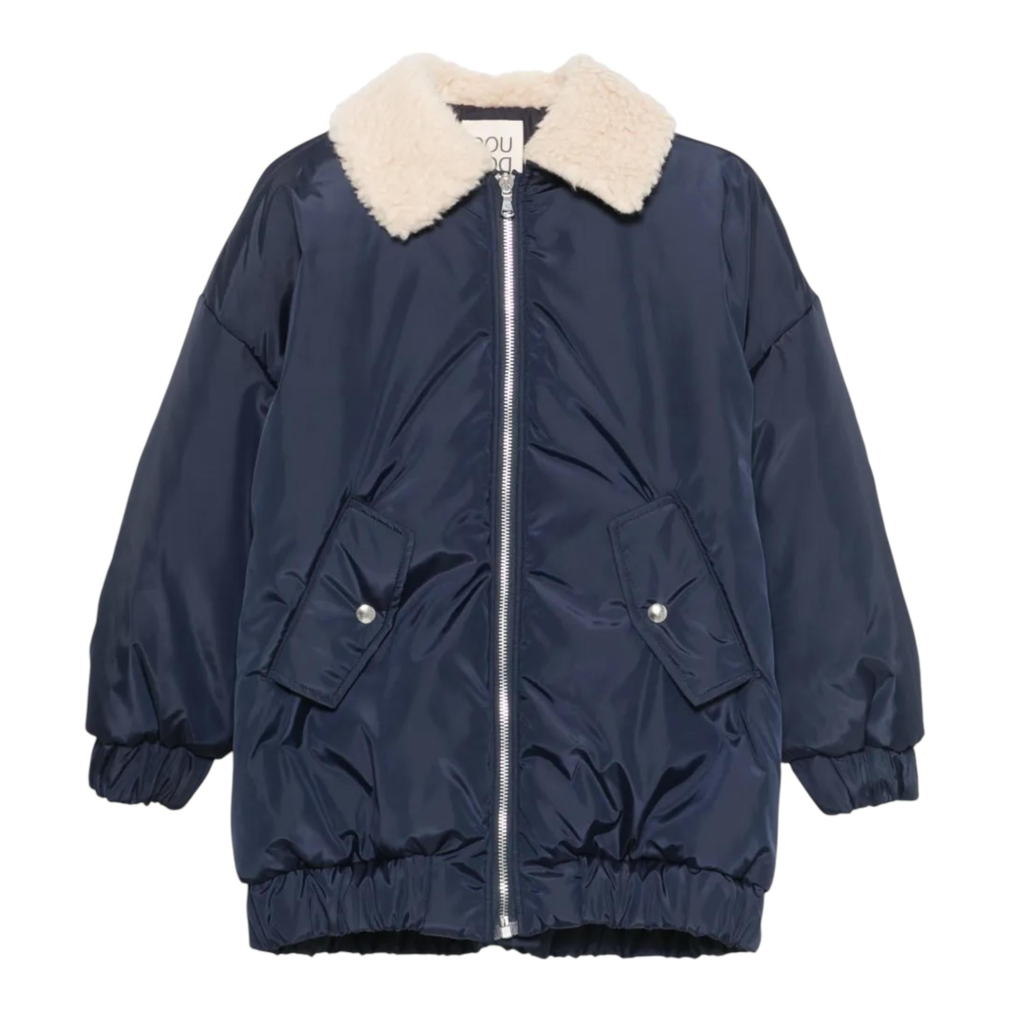 DOU DOU giubbino tinta unita con zip e pelliccia Blu per Bambino DV2P60 BLU DOU DOU