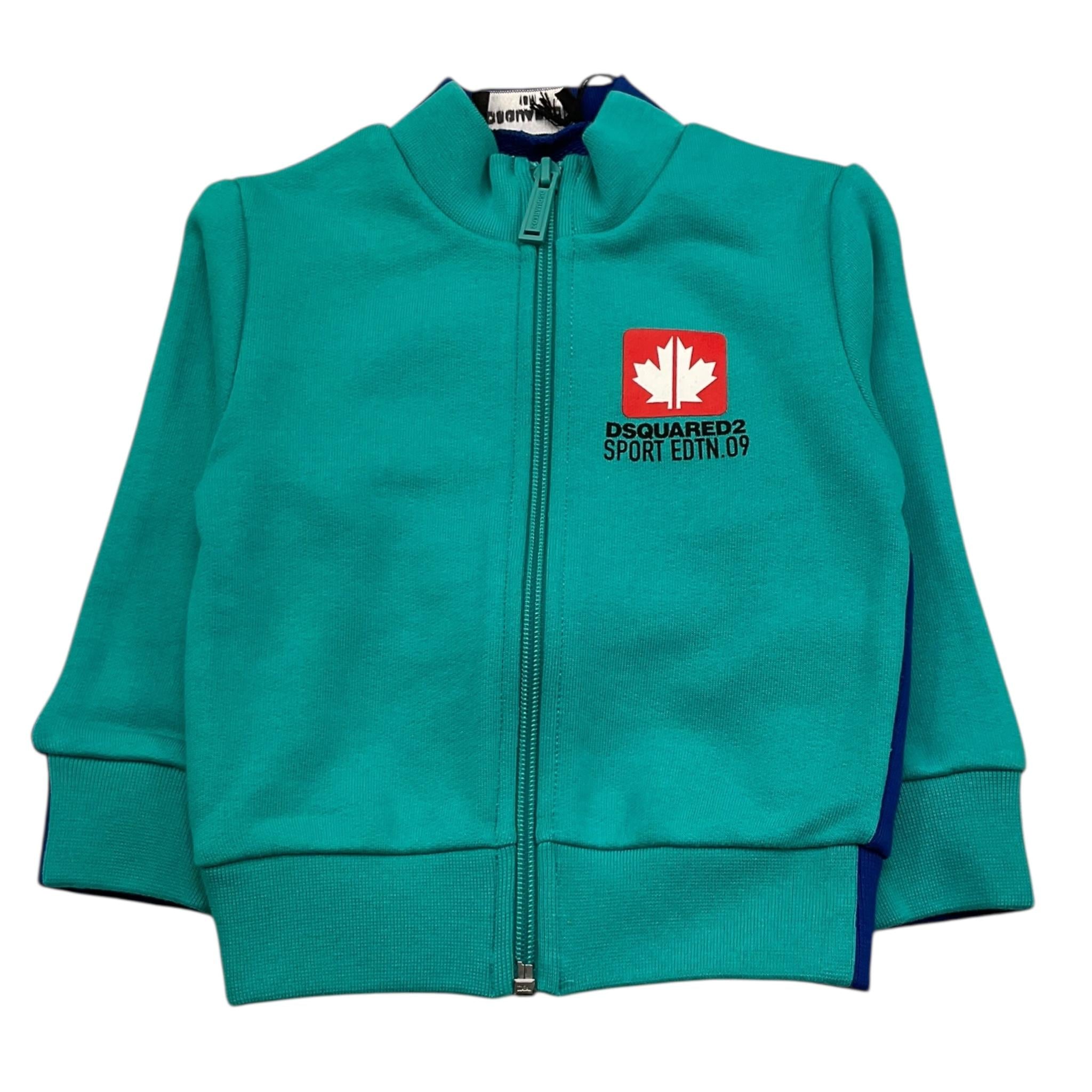 DSQUARED2 felpa cn zip bicolore e logo Turchese per Neonato DQ2215 TURCHESE DSQUARED2