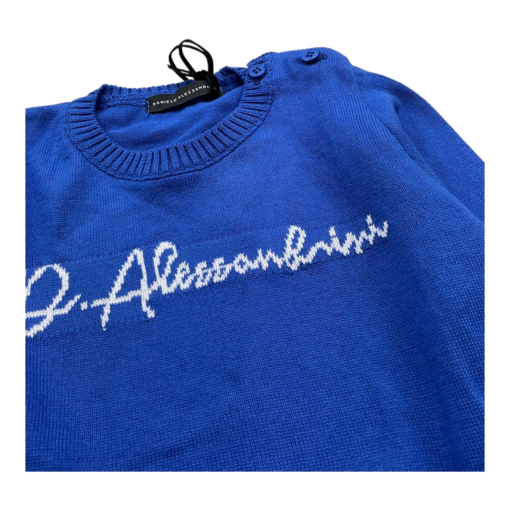 DANIELE ALESSANDRINI maglia girocollo tinta unita con stampa Blu per Neonato 1291W00040X BLU DANIELE ALESSANDRINI
