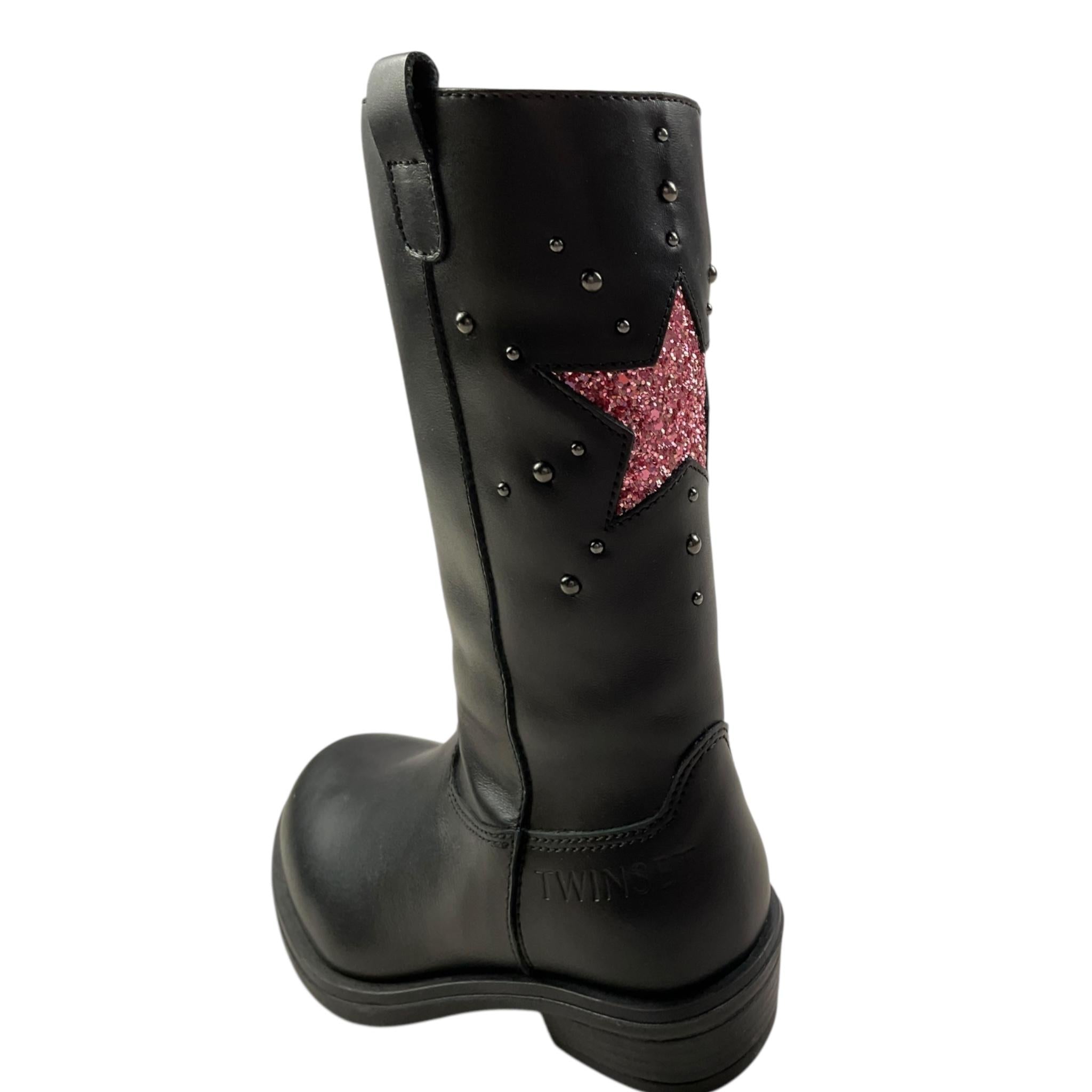 TWINSET stivali tinta unita con paillettes Nero per Bambina 212GJ110 NERO TWINSET