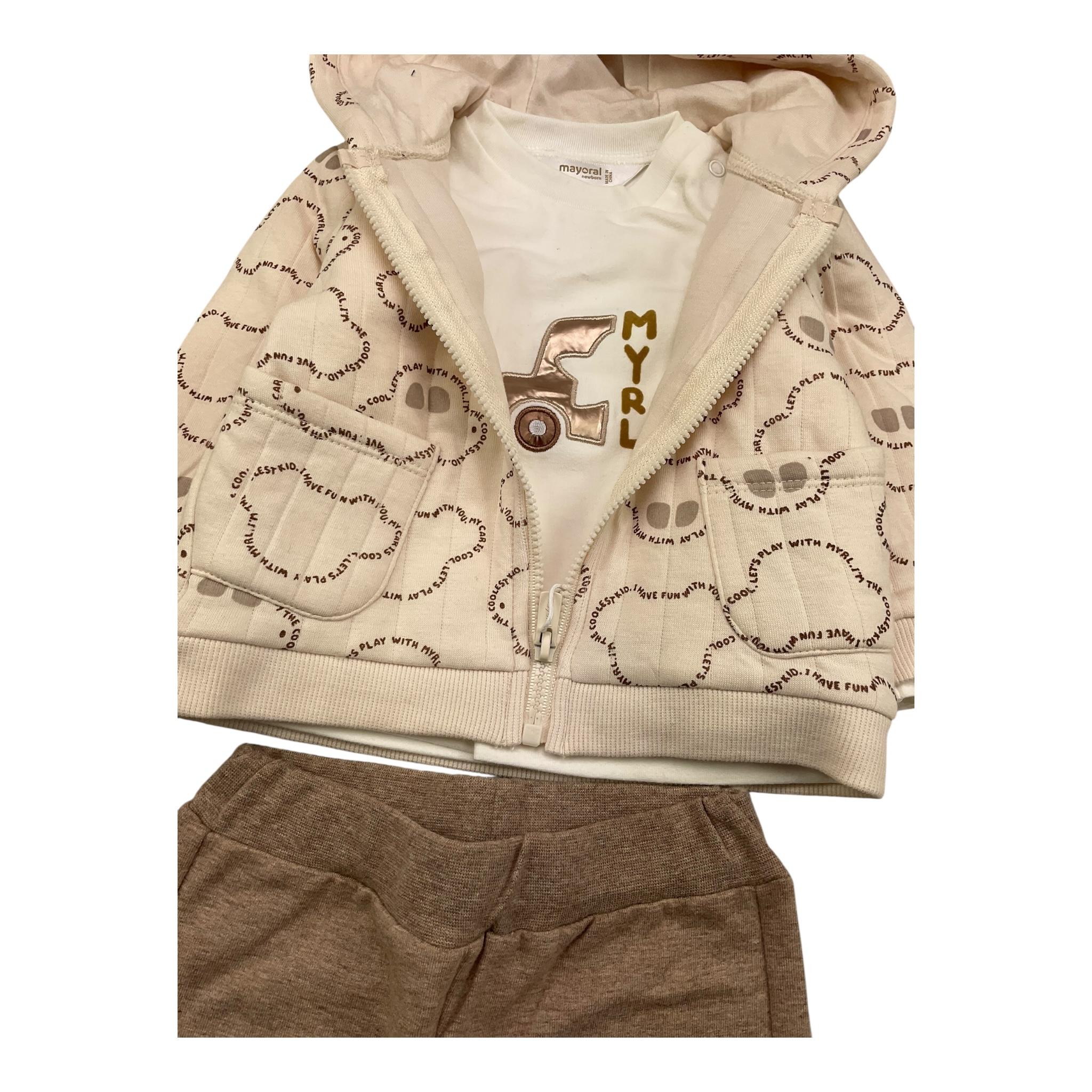 MAYORAL completo 3 pezzi felpa-shirt-pantalone Beige per Neonato 26228 BEIGE MAYORAL