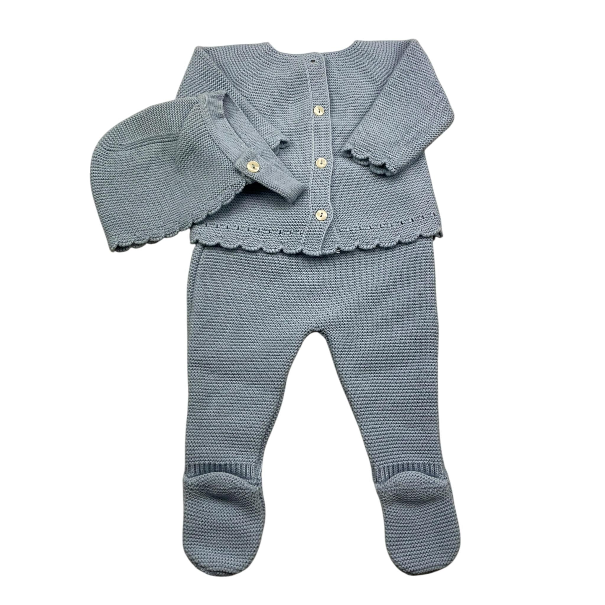 VALENTINA BEBES completo 3 pezzi maglia-ghettina-cappello Azzurro per Neonato MEK45 AZZURRO VALENTINA BEBES