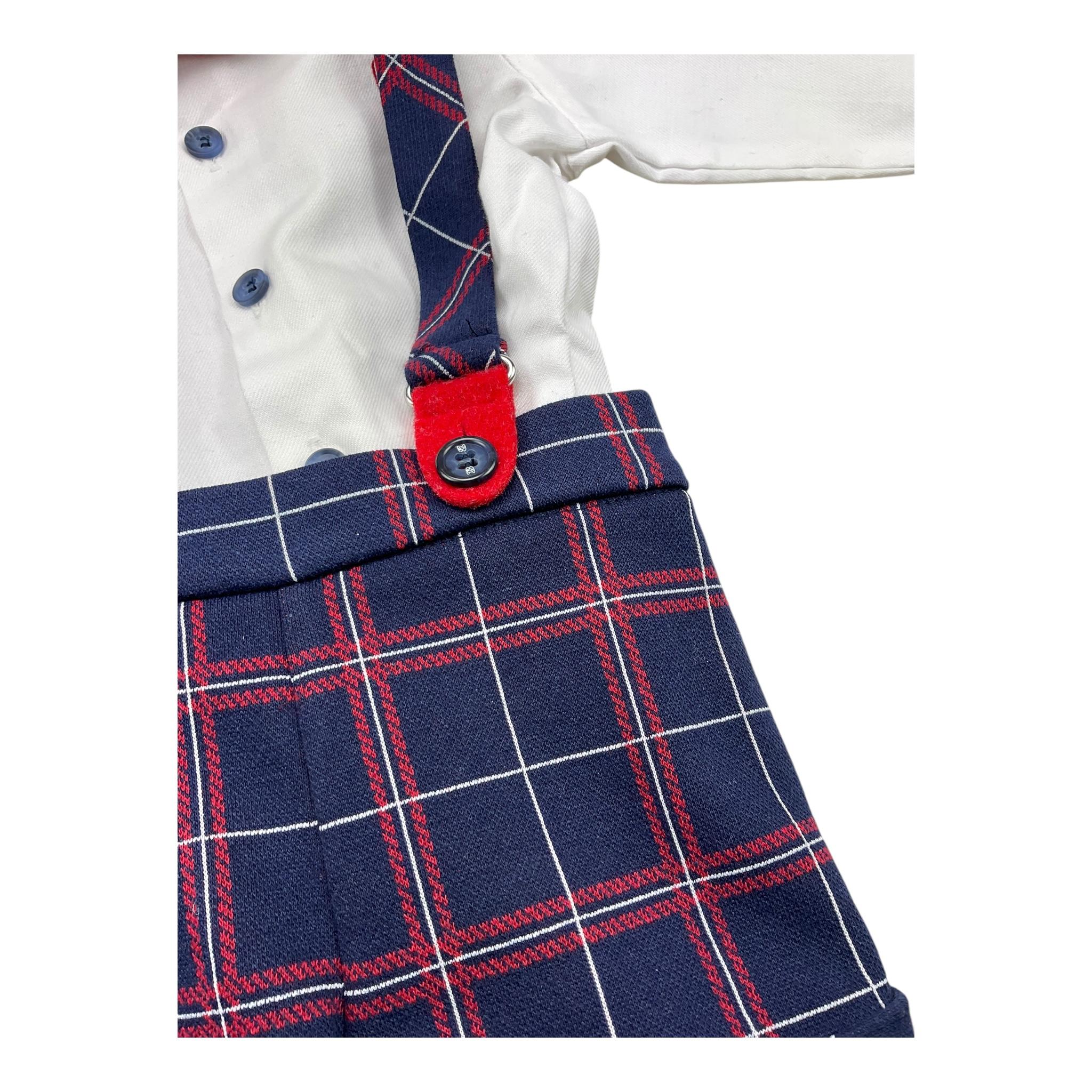 MARTA Y PAULA completo bicolore 3pz papillons-camicia-salopettes Blu per Neonato 1854N BLU MARTA Y PAULA