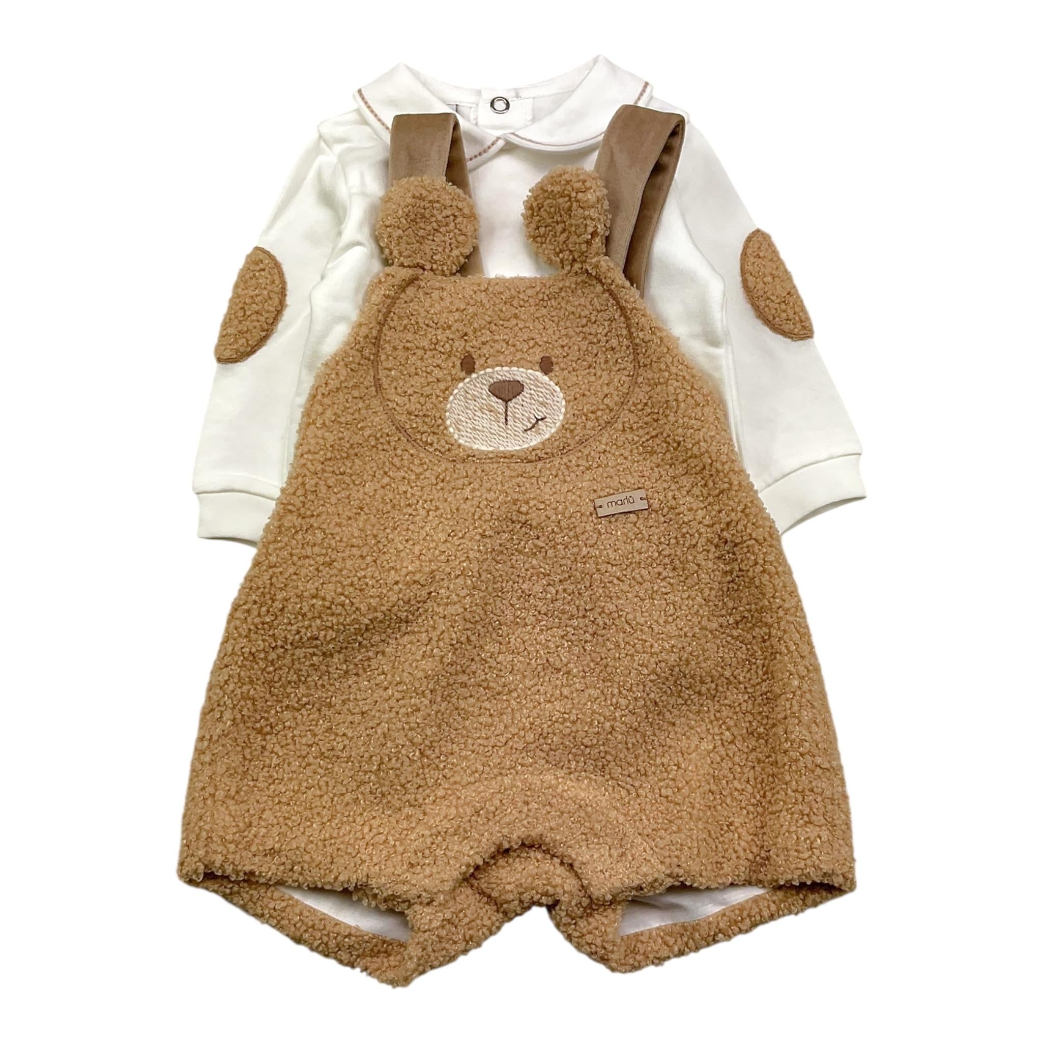 MARLU' completo 2pz shirt-salopette bicolore Bianco per Neonata IB6130XX BIANCO MARLU'
