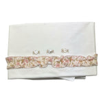 BARCELLINO lenazuola set 3pz tinta unita con fiori Bianco per Neonata 115814 BIANCO BARCELLINO