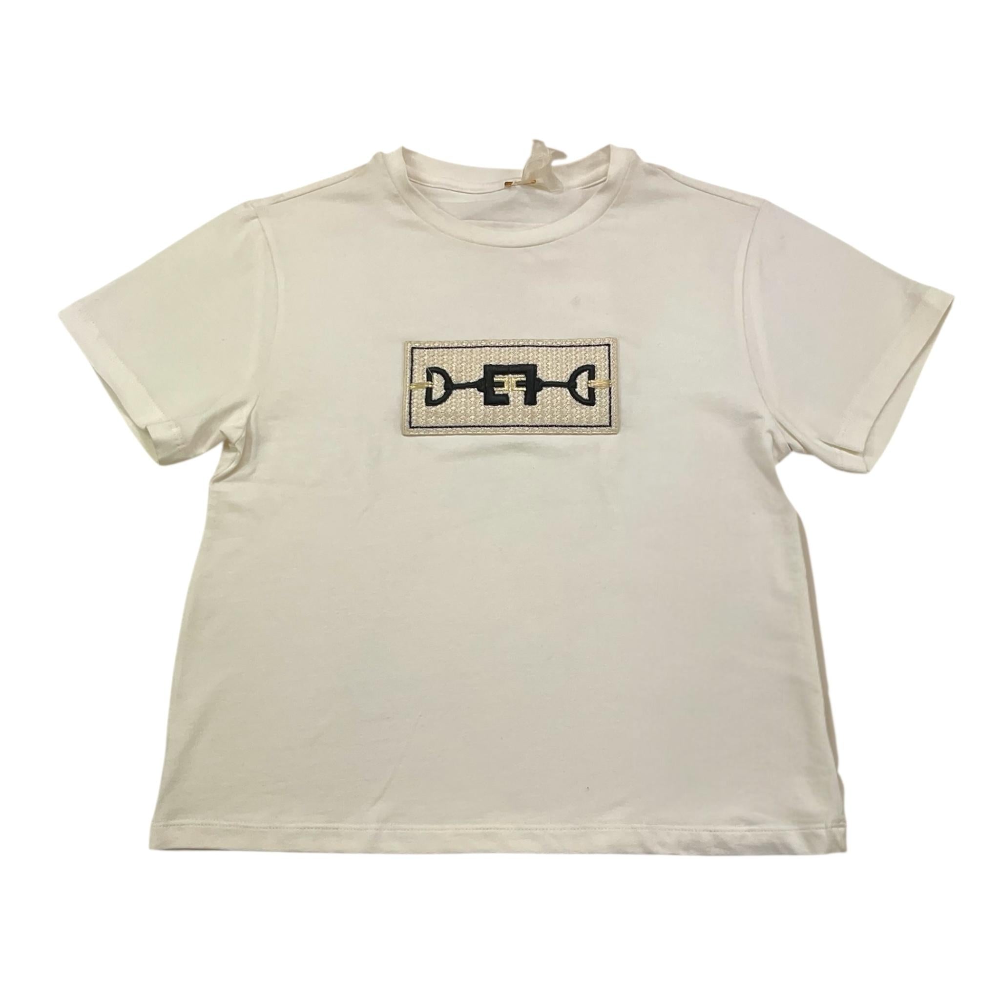 ELISABETTA FRANCHI t-shirt tinta unita girocollo con logo Bianco per Bambina EFTS145 BIANCO ELISABETTA FRANCHI