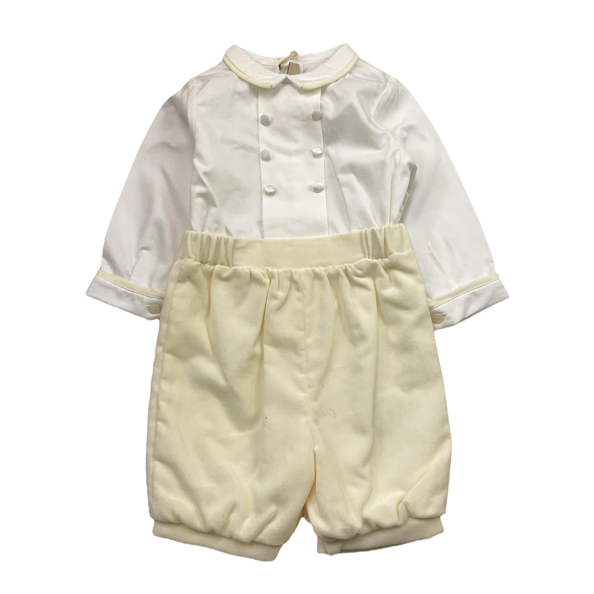 LA STUPENDERIA tutina bicolore con bottoni Bianco/beige per Neonato CBPG47V02 BIANCO/BEIGE LA STUPENDERIA