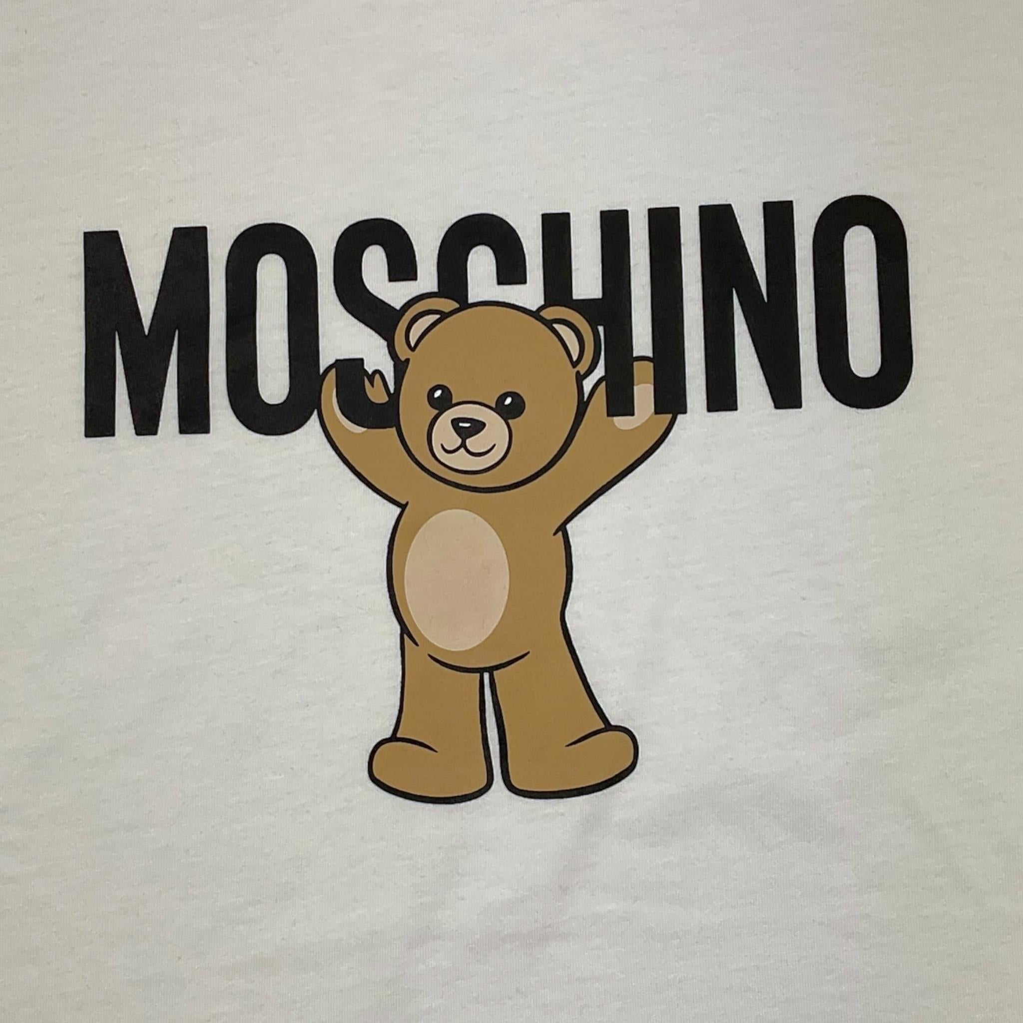 MOSCHINO t-shirt girocollo tinta unita con stampa Bianco per Bambino HMM05G BIANCO MOSCHINO
