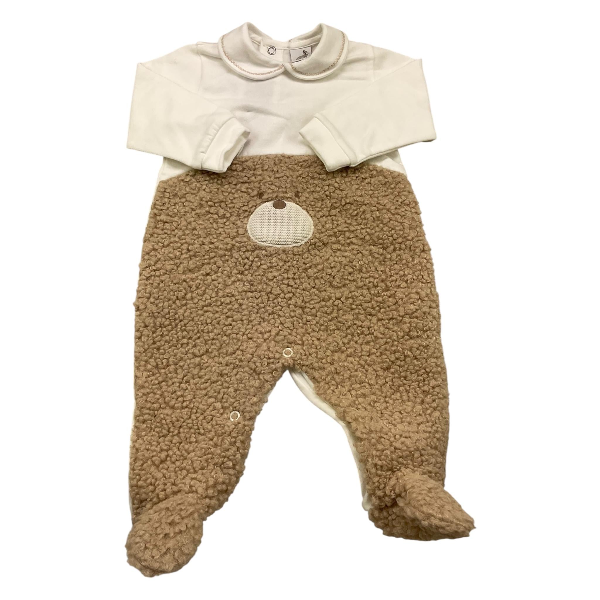 MARLU' tutina bicolore con stampa Bianco/beige per Neonato IB5614XX BIANCO/BEIGE MARLU'