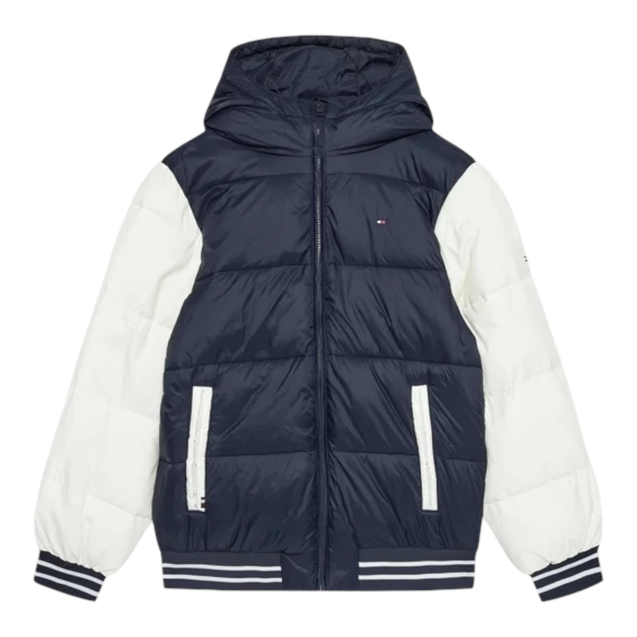TOMMY HILFIGER giubbino tinta unita con cappuccio e maniche in contrasto Blu per Bambino KB0KB09465X BLU TOMMY HILFIGER