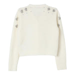 MISS BLUMARINE cardigan tinta unita con applicazioni brillantini Panna per Bambina IF4006MA39P PANNA MISS BLUMARINE